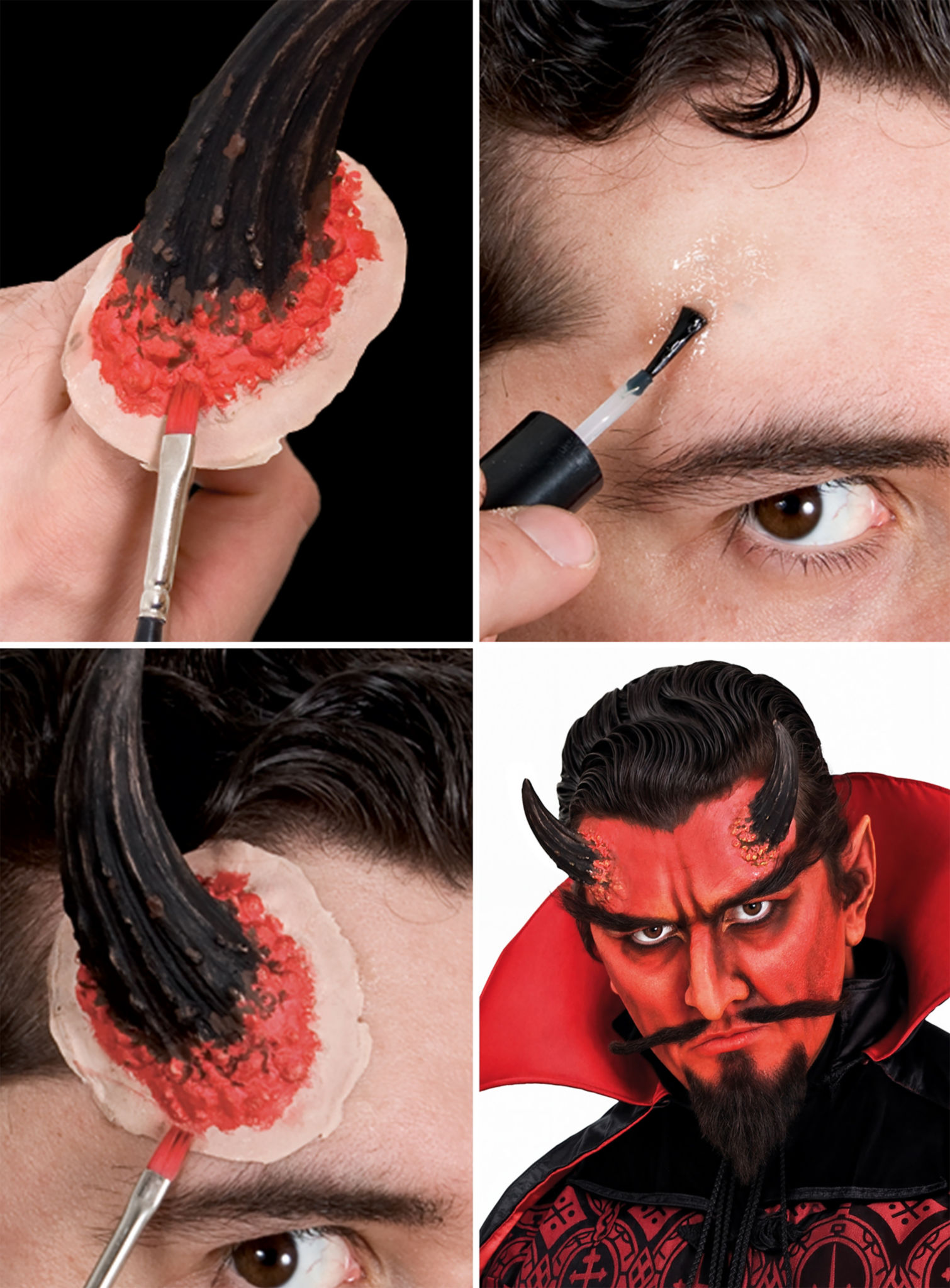 Große Latexhörner Teufel mit Mastix Hautkleber
