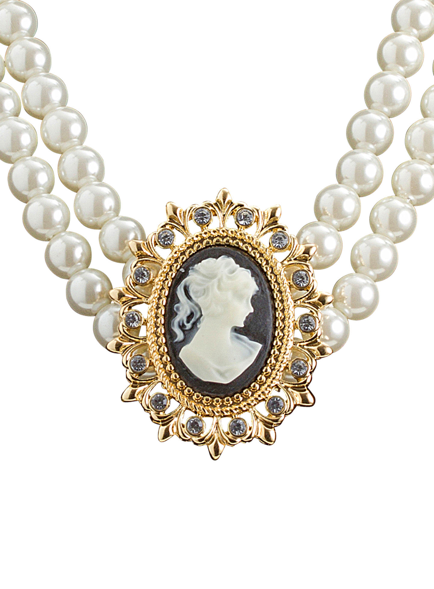 Perlenkette mit Schmuck-Kamee
