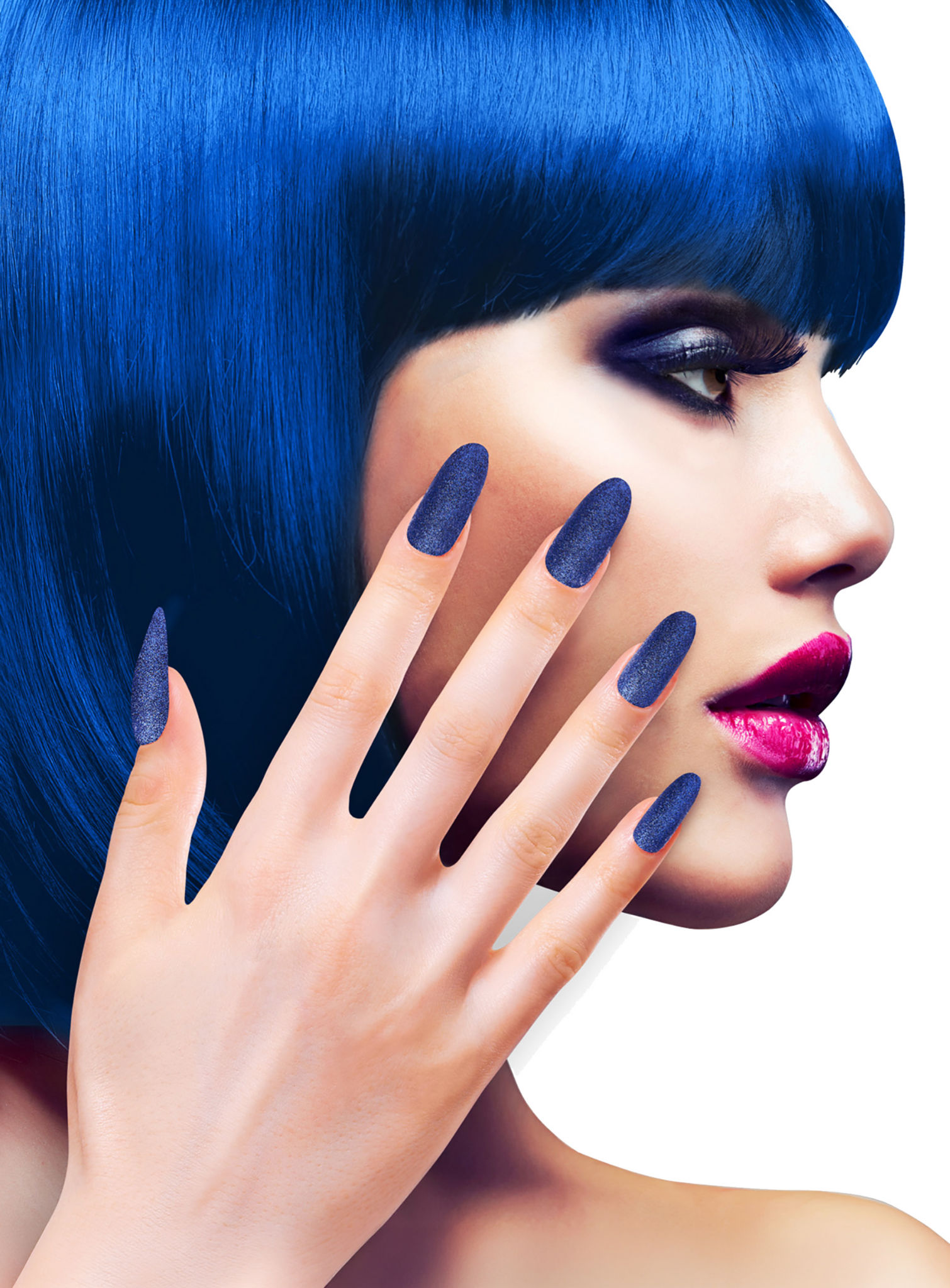 Glitzer Fingernägel blau
