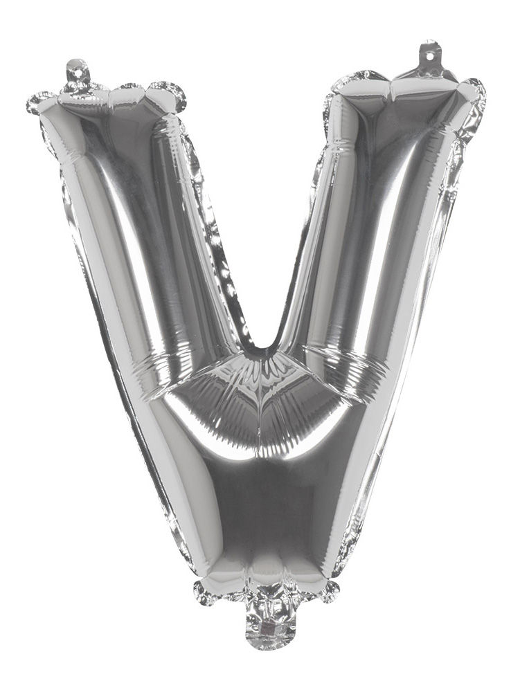 Folienballon Buchstabe V silber 36 cm