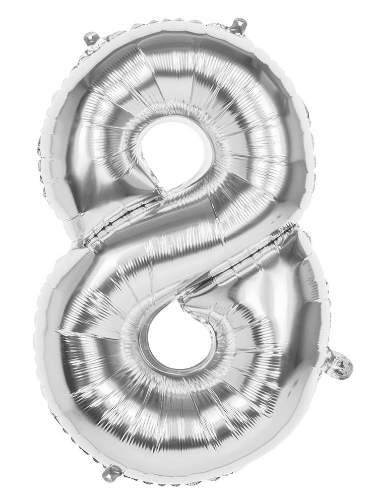 Folienballon Zahl 8 silber 86 cm