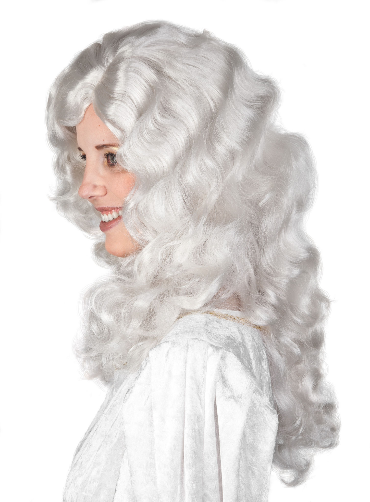 Weiße Langhaarperücke mit Locken