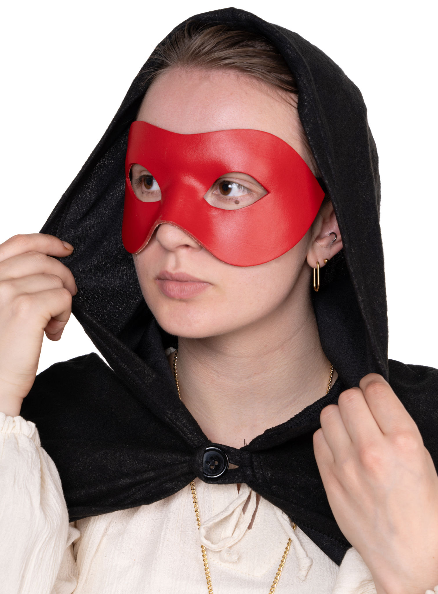 Colombina Liscia rot Venezianische Ledermaske