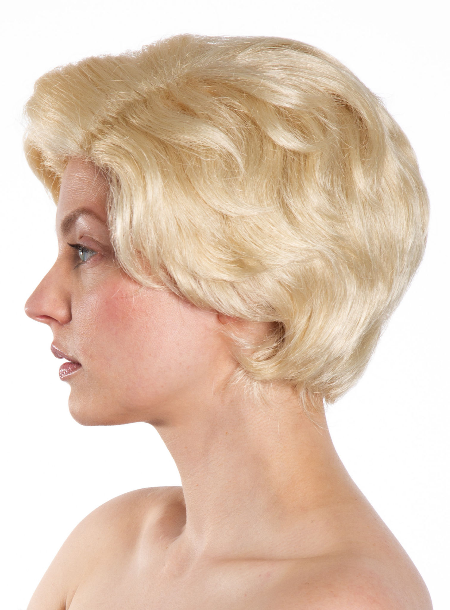 Blonde Kurzhaarperücke mit Seitenscheitel