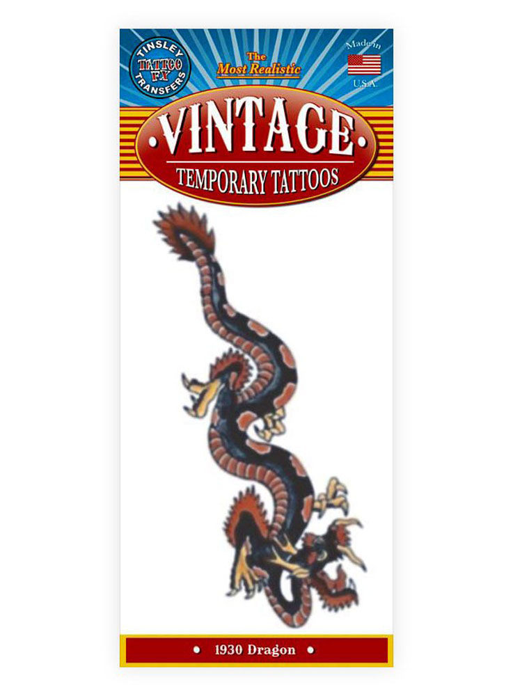 Schwarzer Drache Vintage Klebe-Tattoo
