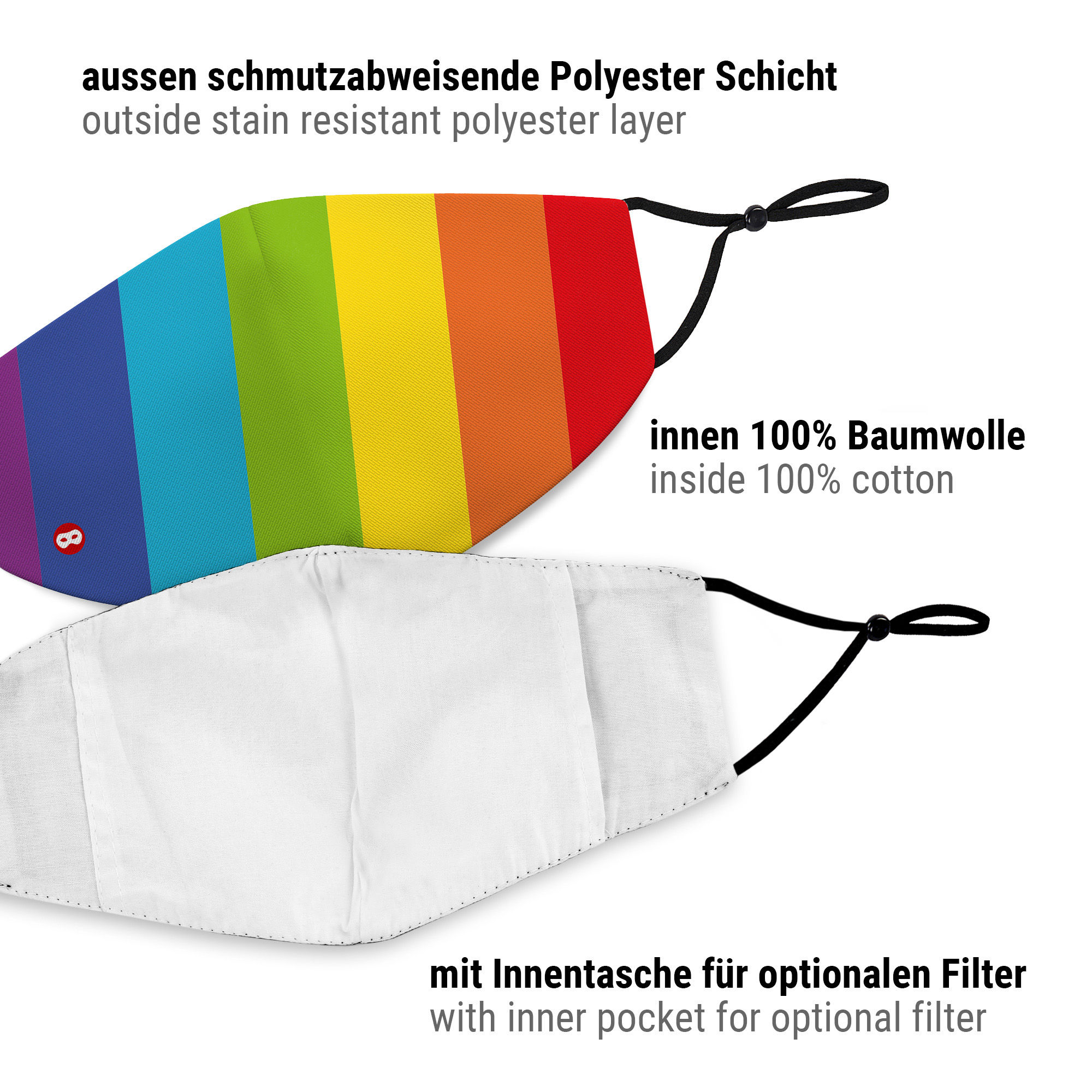 Stoffmaske für Kinder Regenbogen