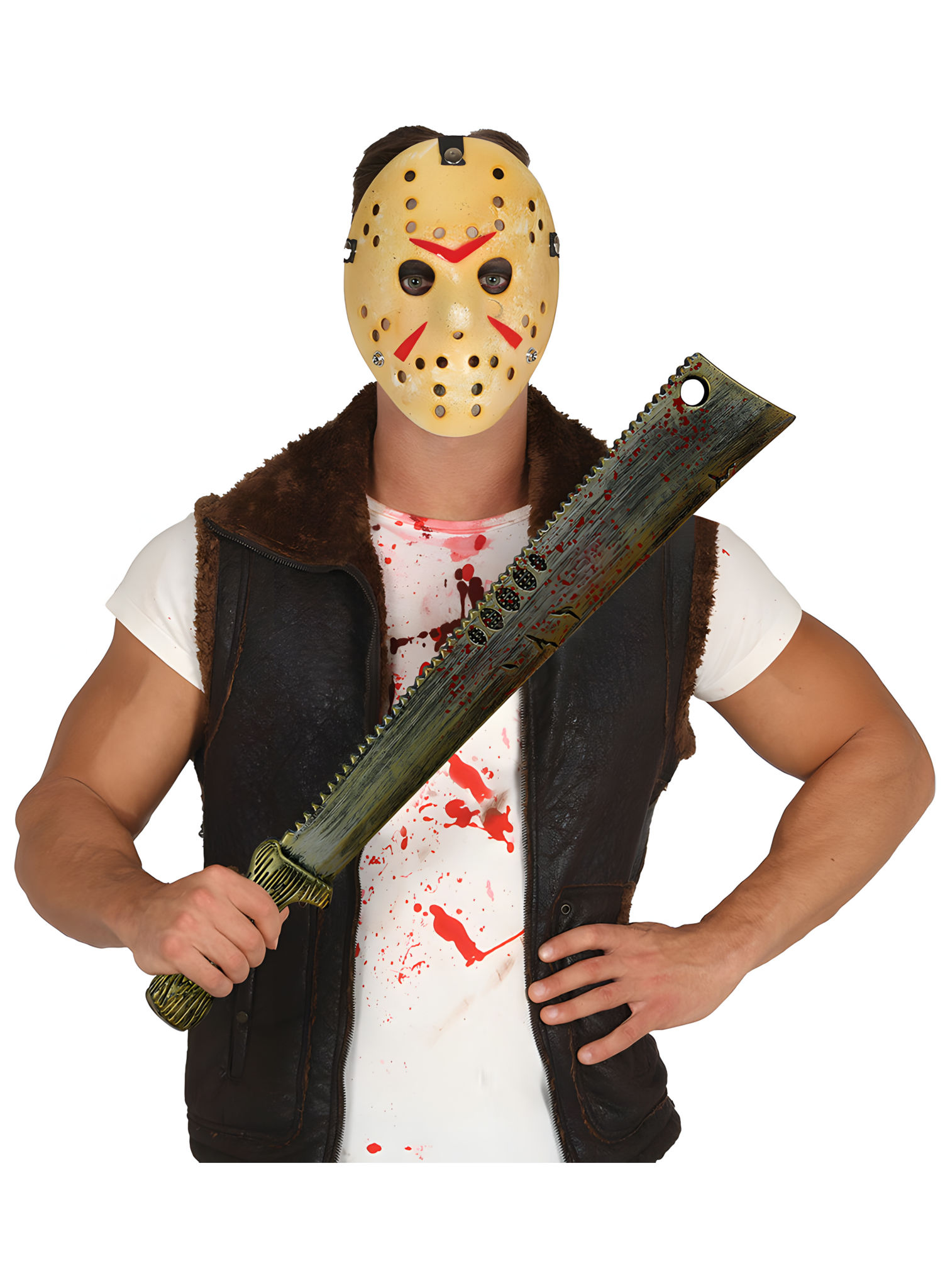 Roestig Halloween-zaagmes met bloedspatten – 76 cm