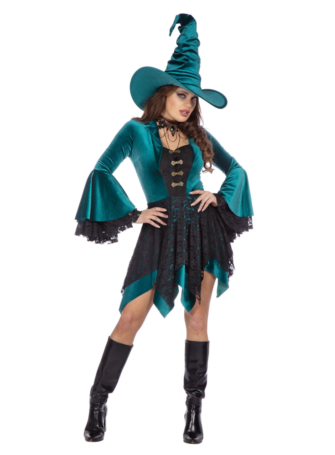Heksenjurk van turquoise fluweel