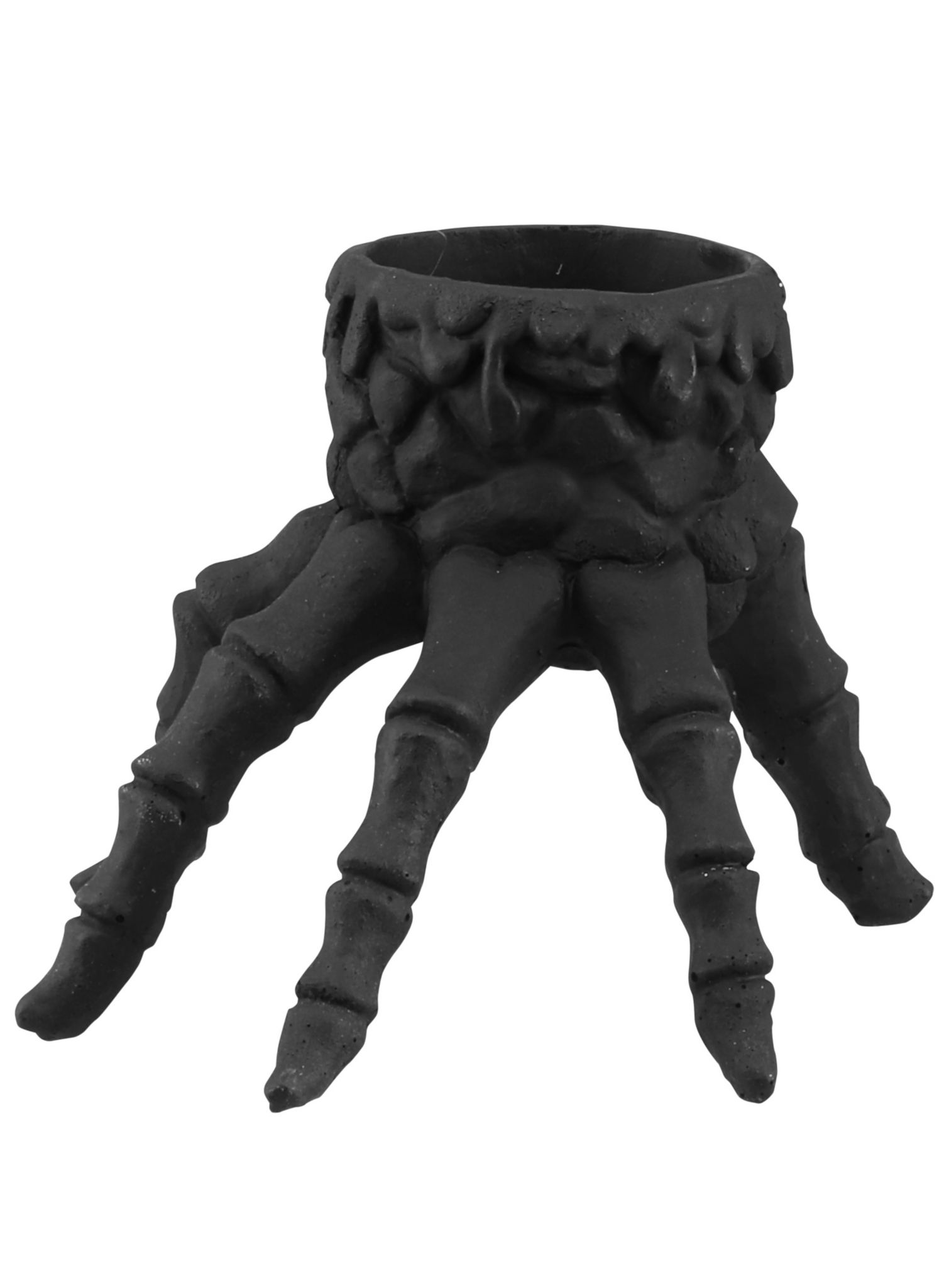 Schwarze Skeletthand Kerzenhalter