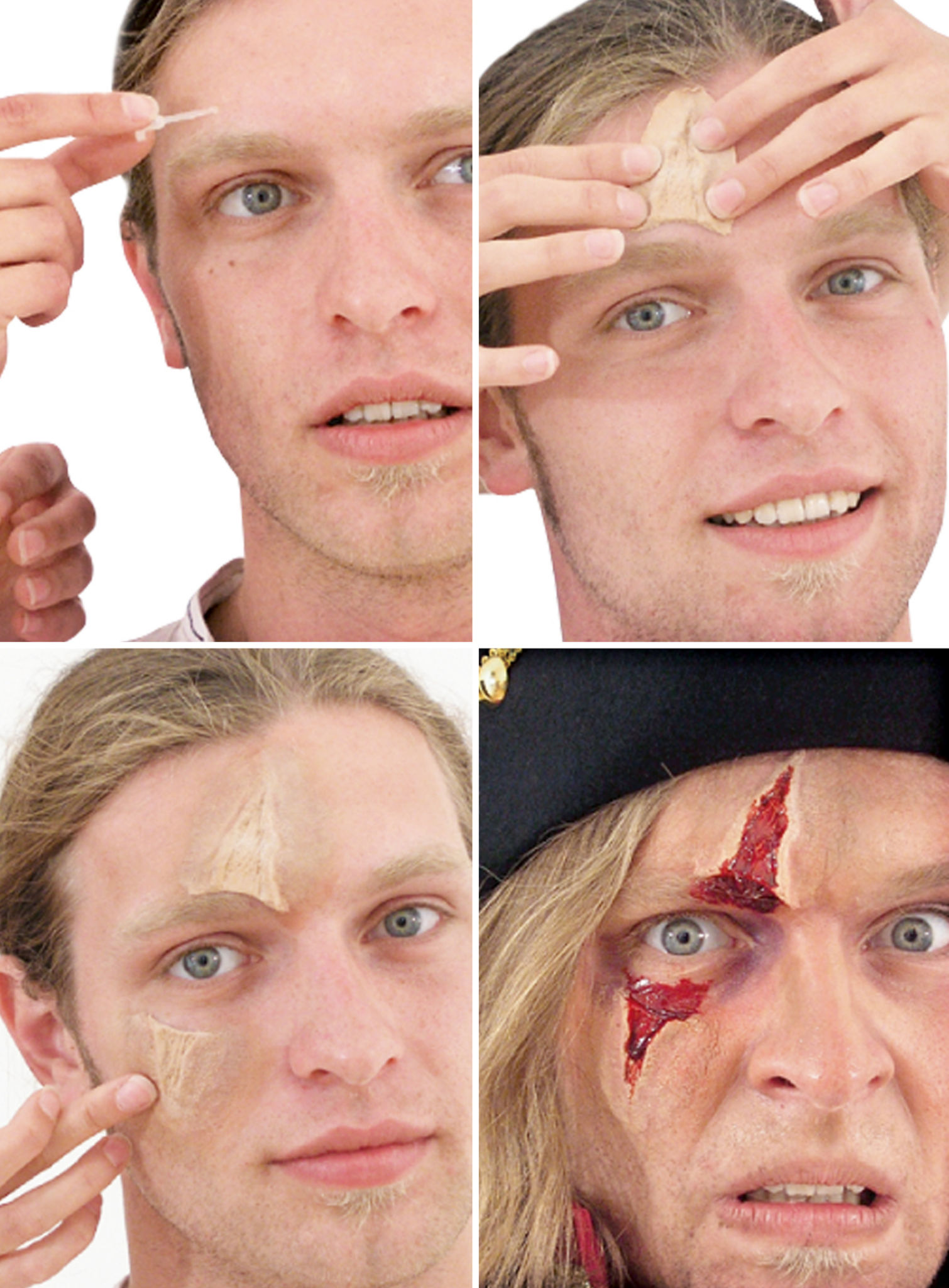 Auge um Auge Schnittwunde Latexapplikation