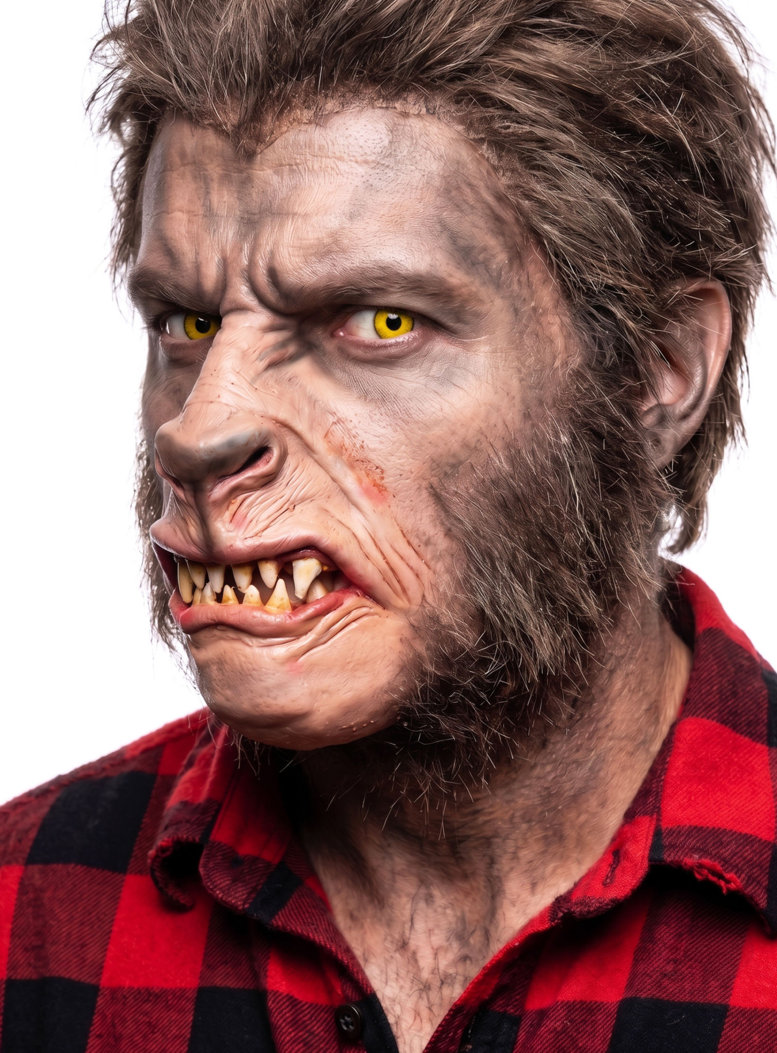Werwolfmaske aus Latex zum Ankleben