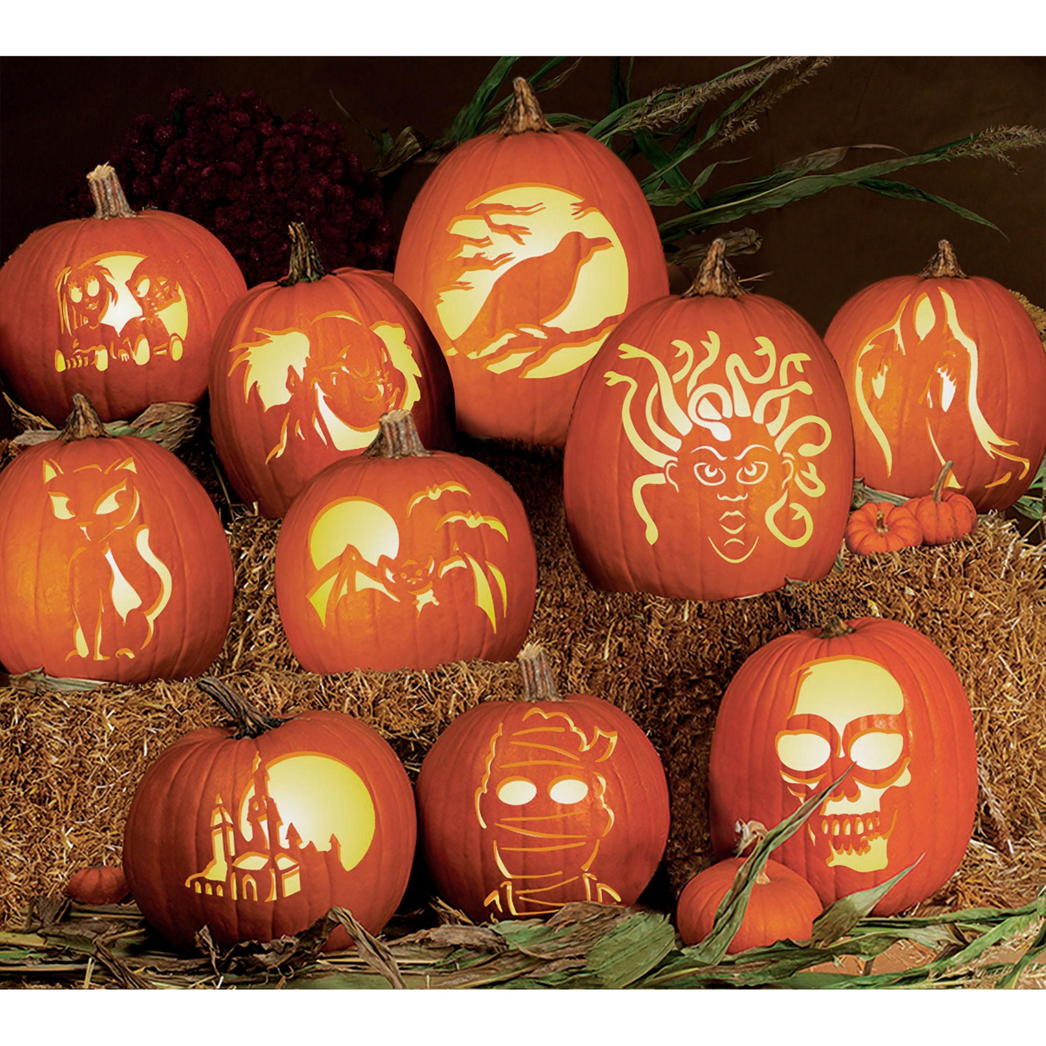 Faszinierende Halloween Kürbis-Schnitzschablonen