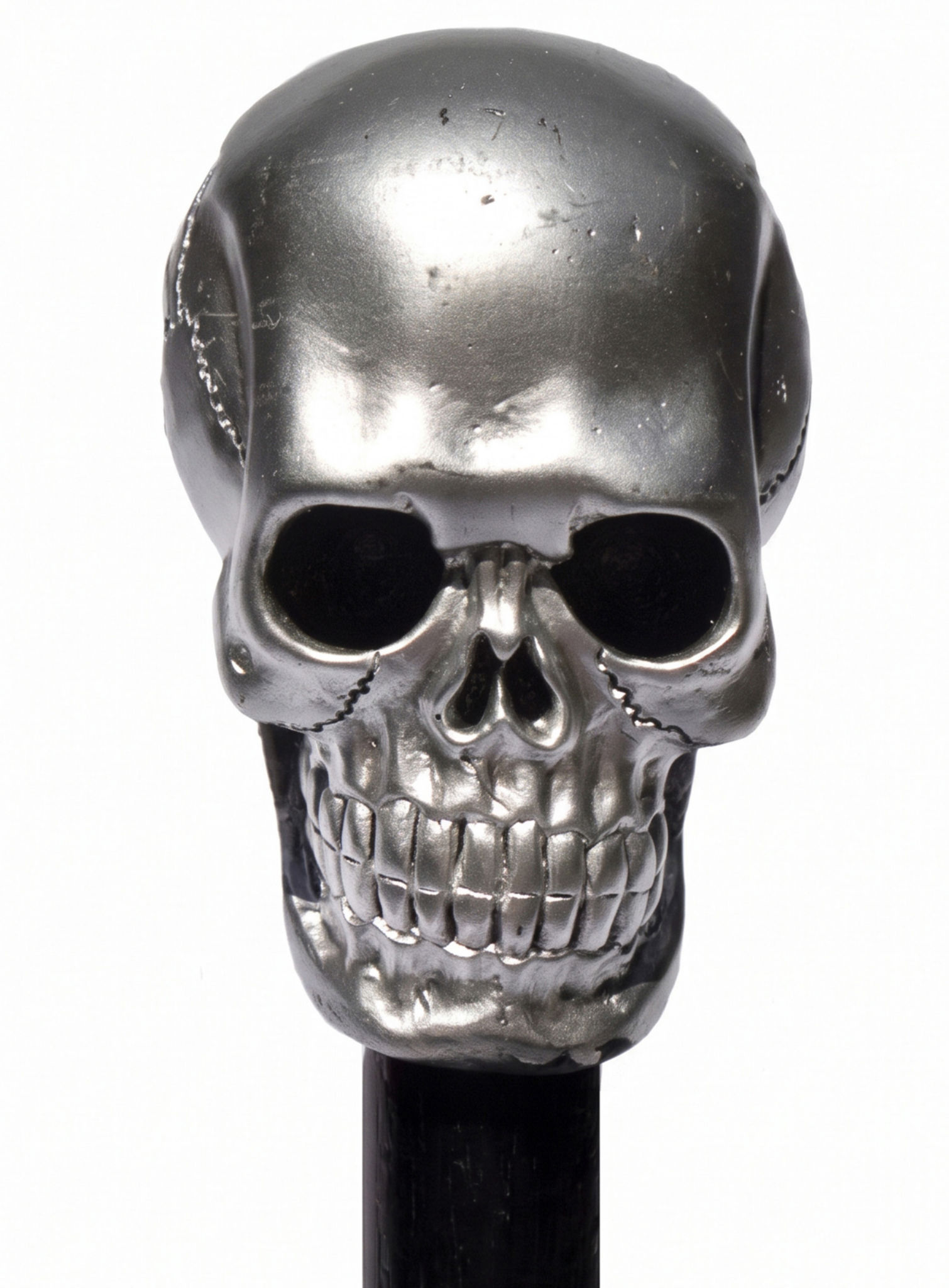 Gehstock Totenkopf silber