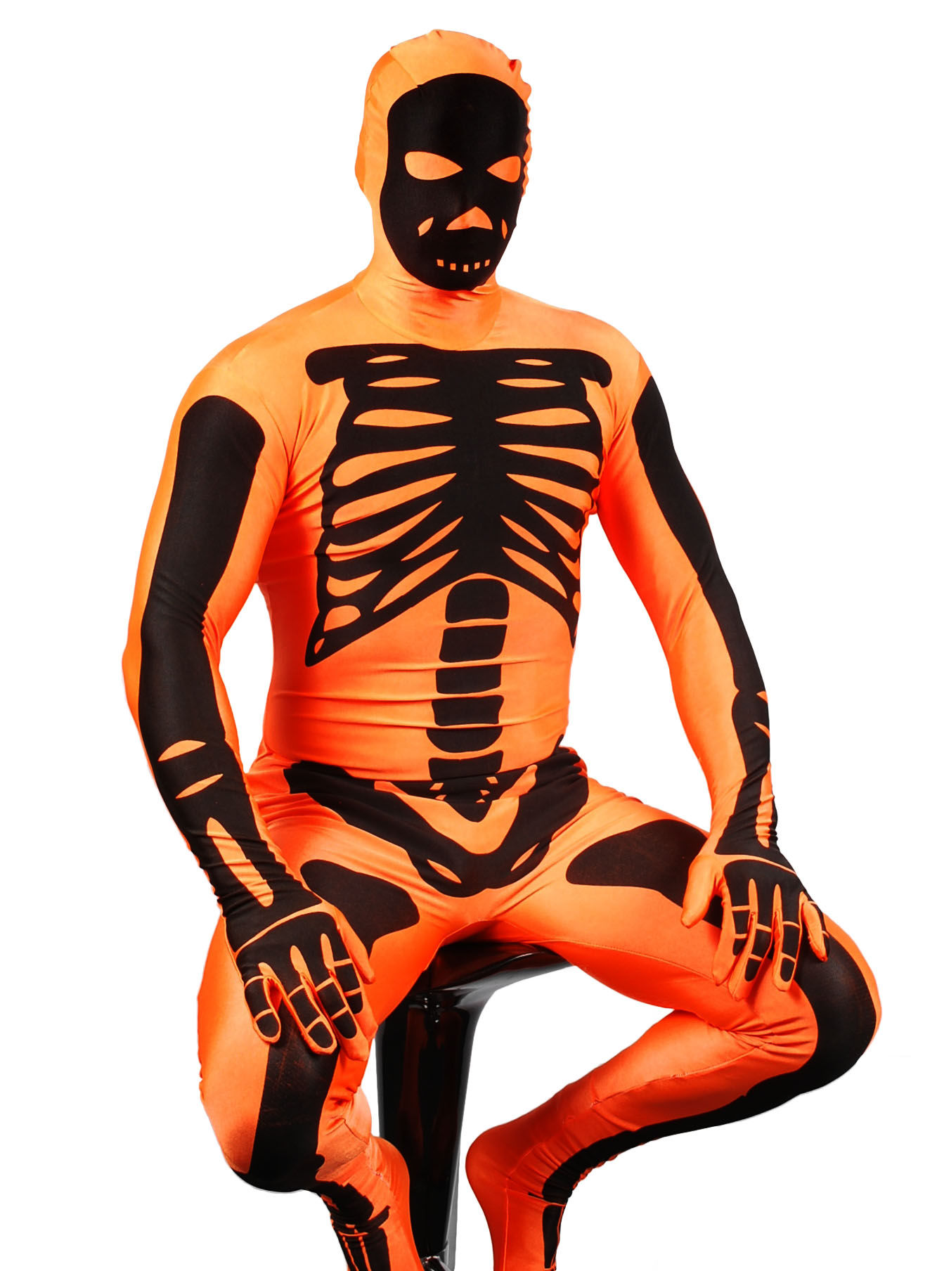Morphsuit Skelett orange Ganzkörperkostüm