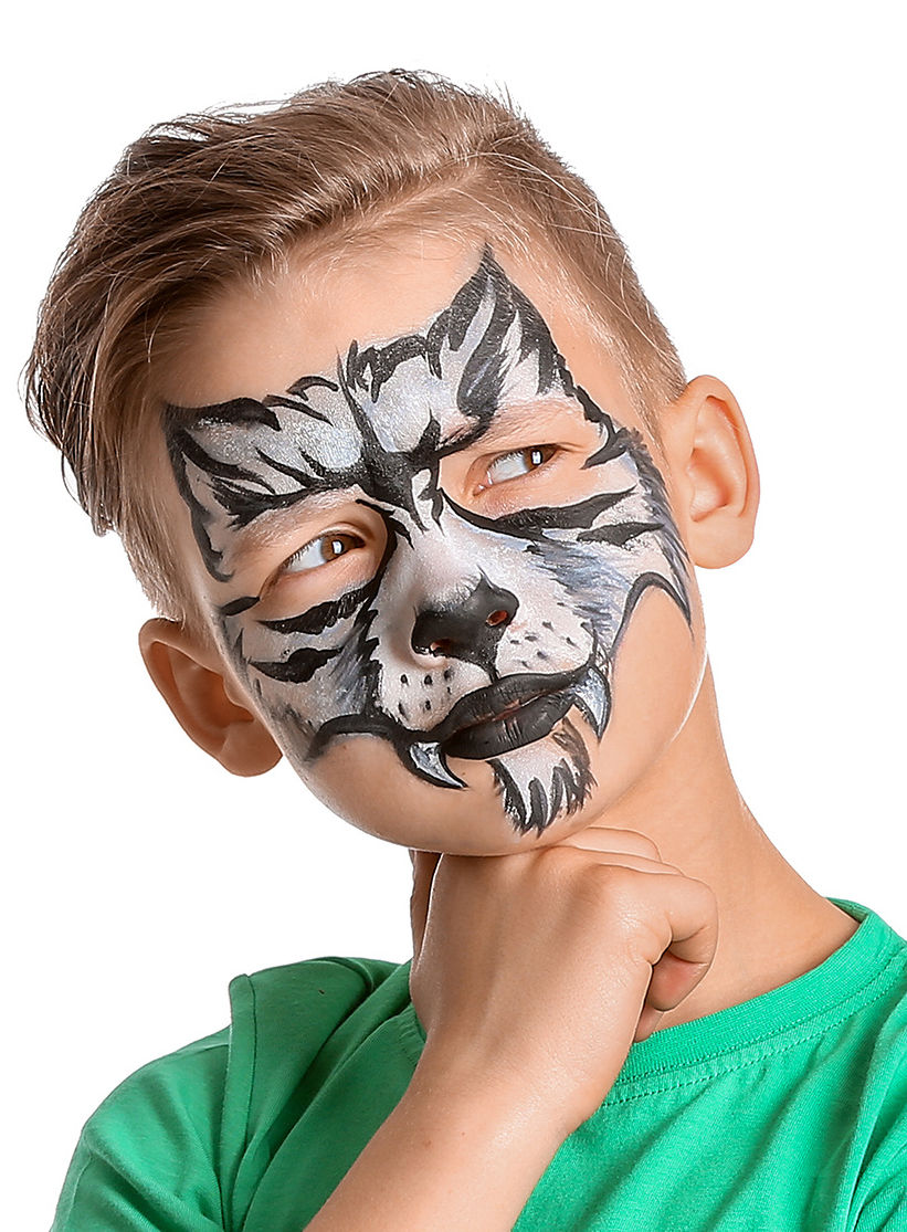 Aqua Make-up Set schwarz-weiß mit Schwamm und Pinsel
