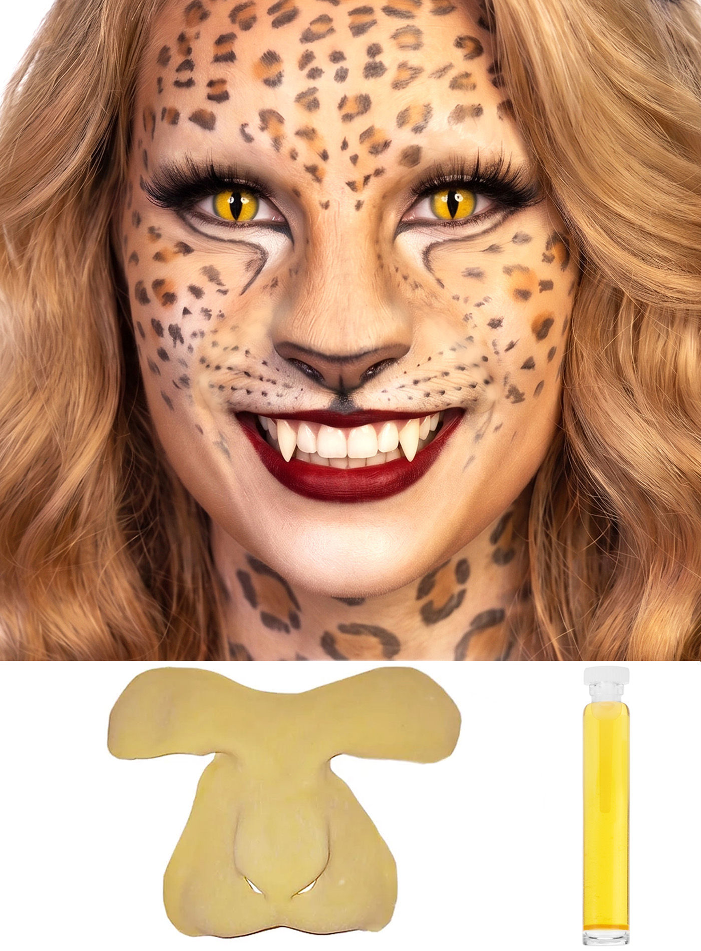 Wildkatze Maske aus Latex zum Ankleben
