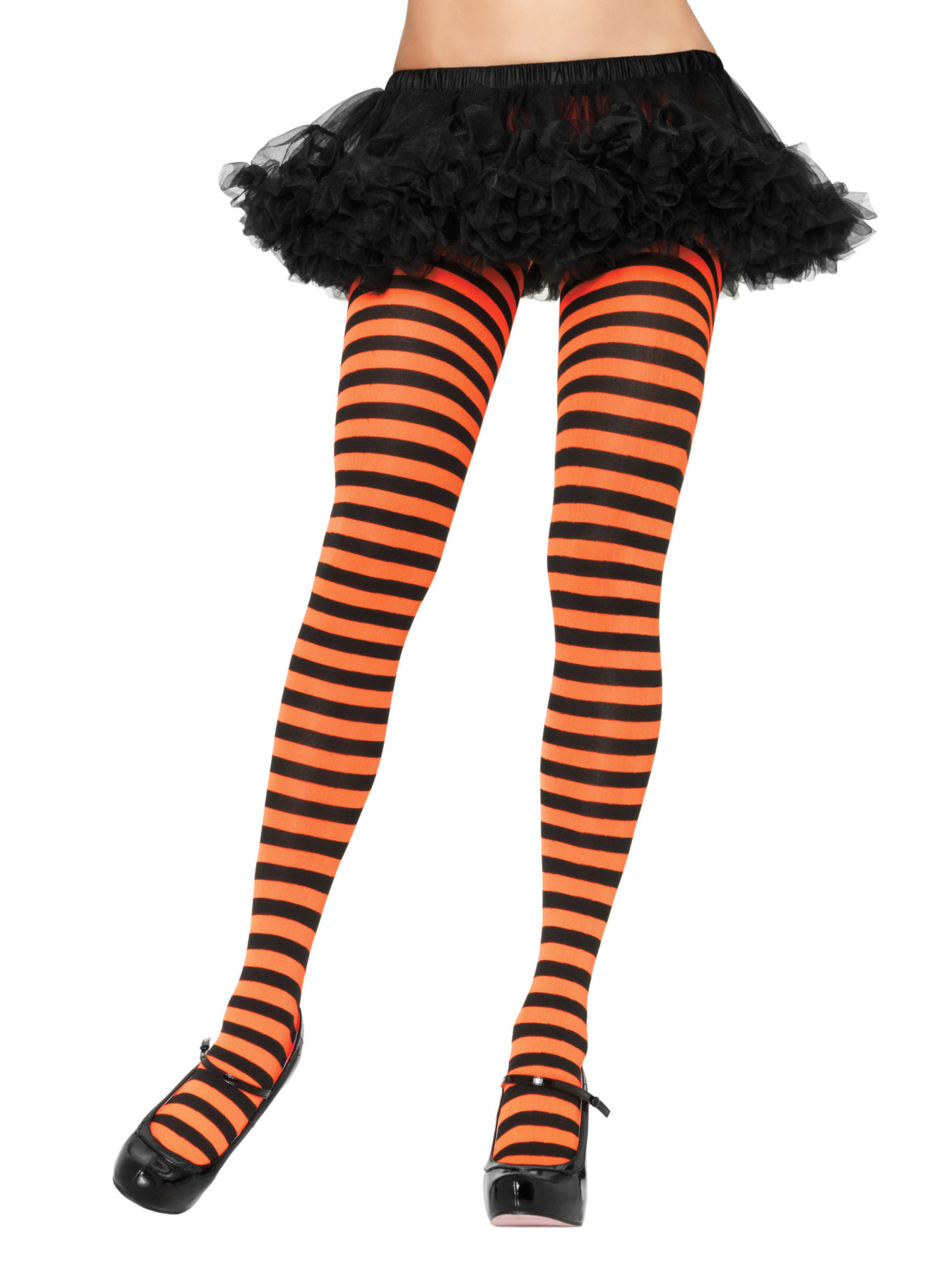 Ringelstrumpfhose schwarz-orange