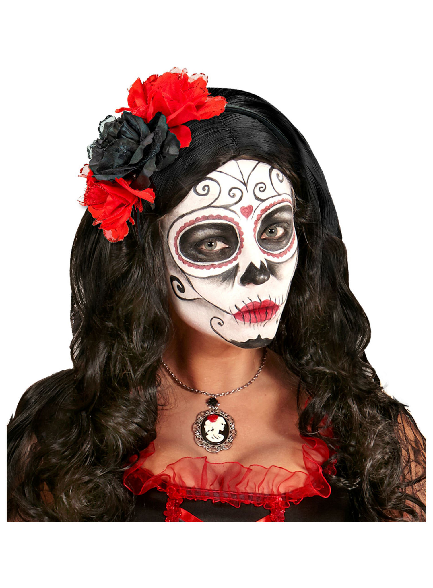 Rosy Haarreif mit Rosen schwarz-rot