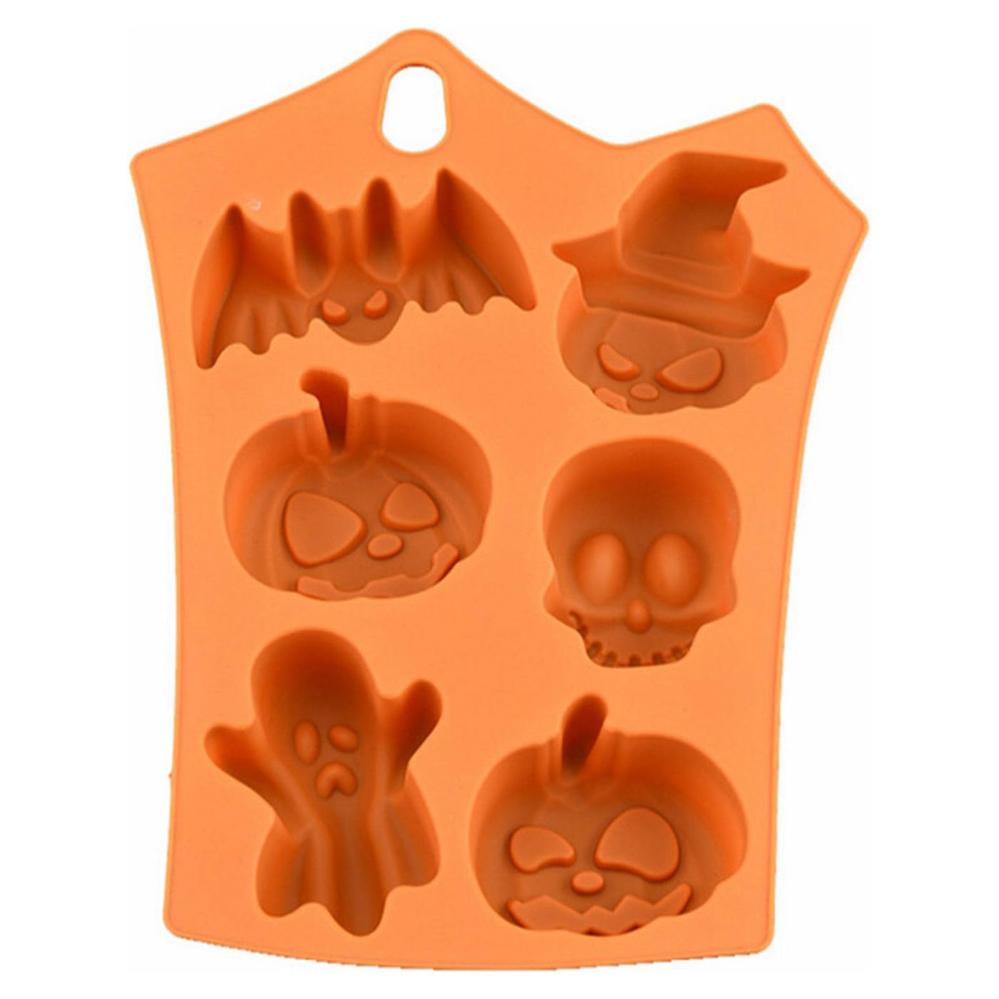 Halloween Kürbisse und Gestalten Silikonform für Kekse, zum Backen und Eiswürfel 6-fach