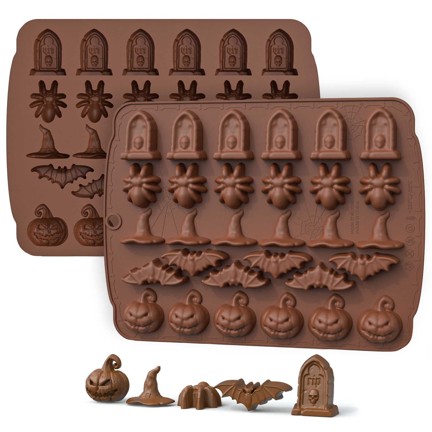 Halloween Mini Symbole Silikonform für Fruchtgummis und Schokolade 30-fach