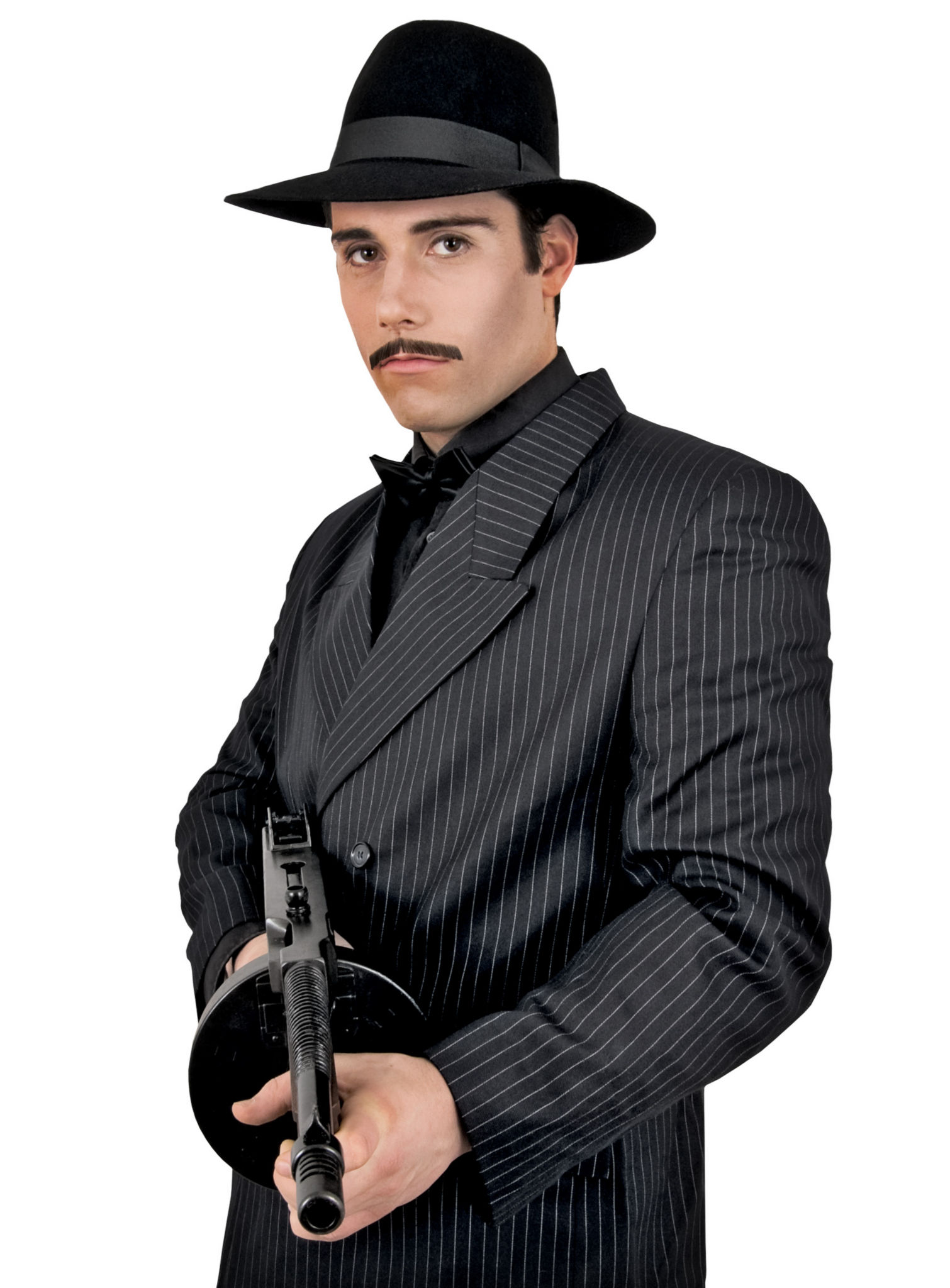 Schnurrbart Gangster mit Echthaar Anteil