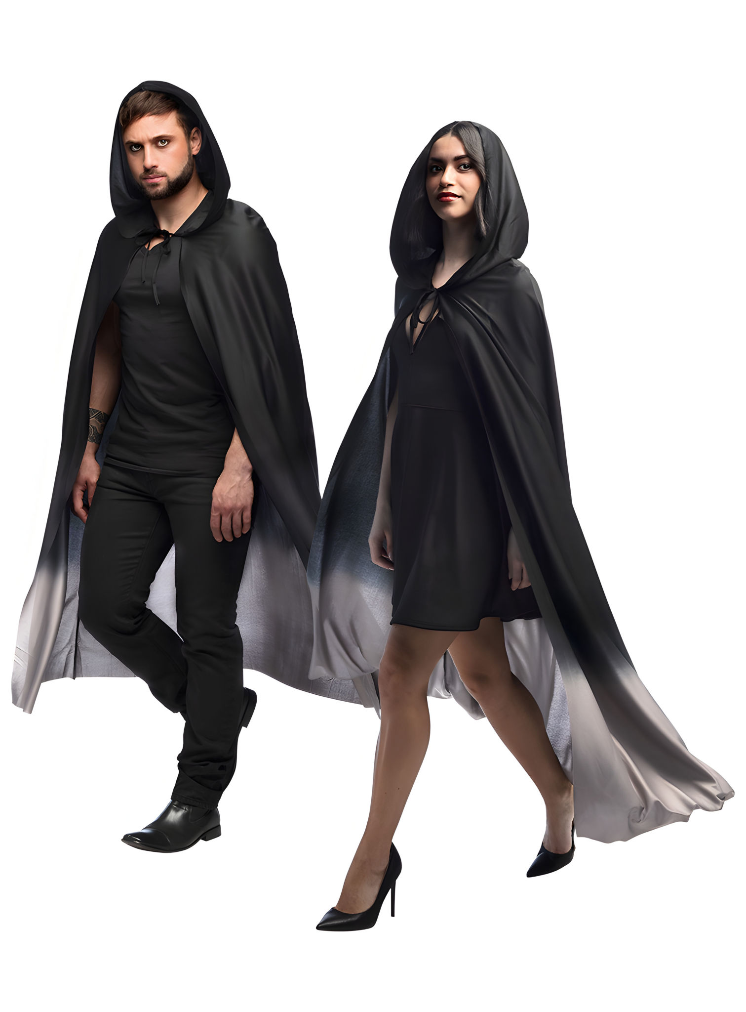 Obscuritas Cape mit Kapuze schwarz-grau