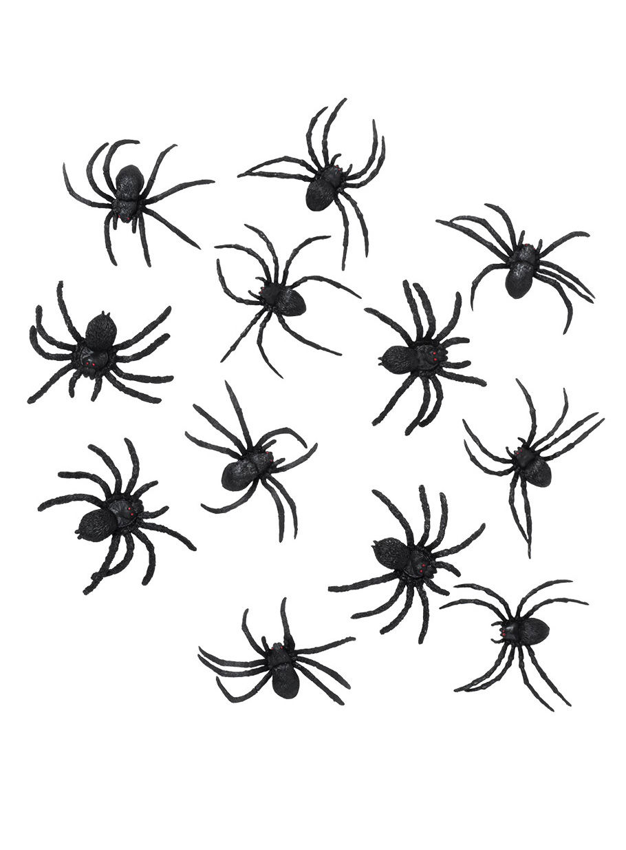 Schwarze Spinnen Halloween Deko 12 Stück