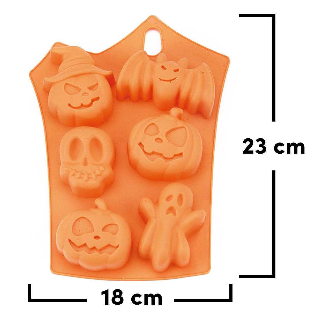 Halloween Kürbisse und Gestalten Silikonform für Kekse, zum Backen und Eiswürfel 6-fach