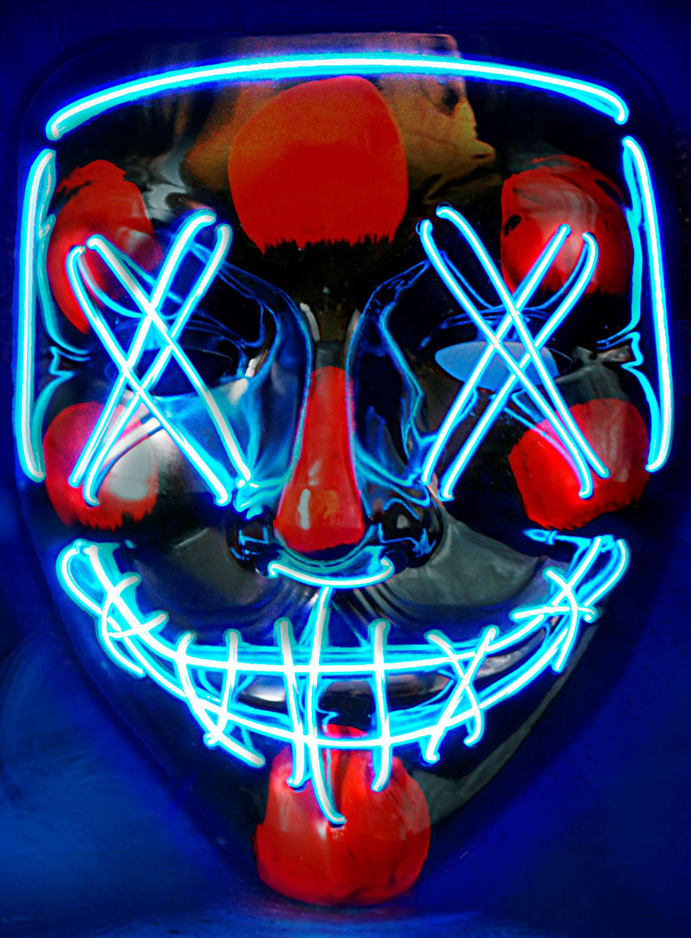 Gruselige LED-Maske blau