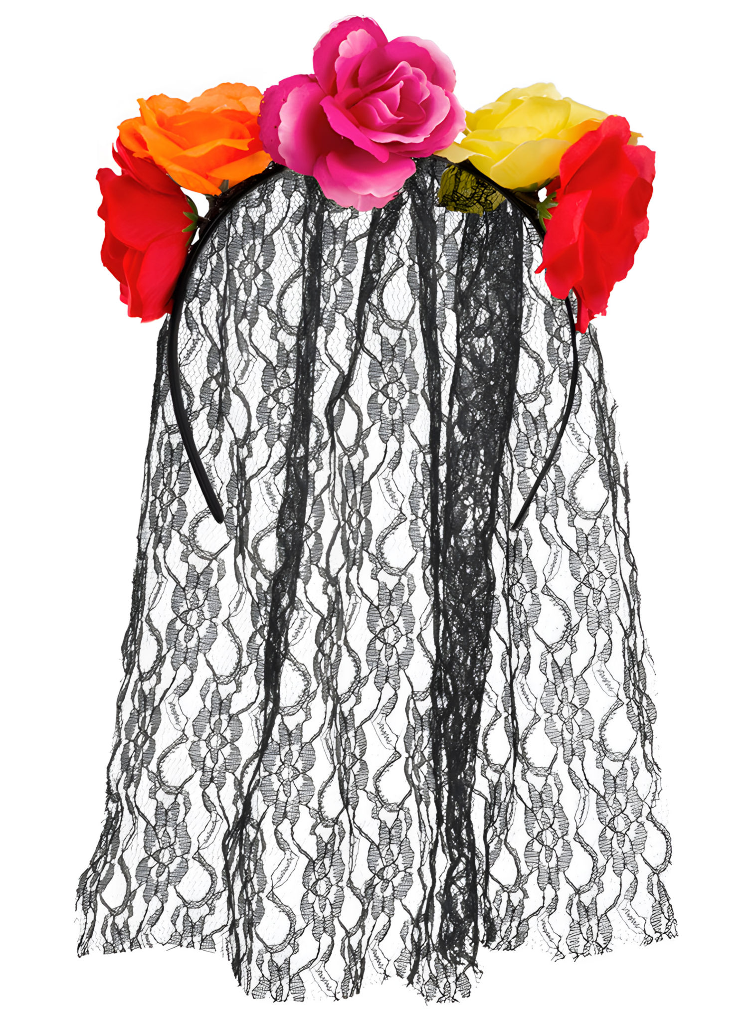 Blumiger Haarreif mit Spitzenschleier