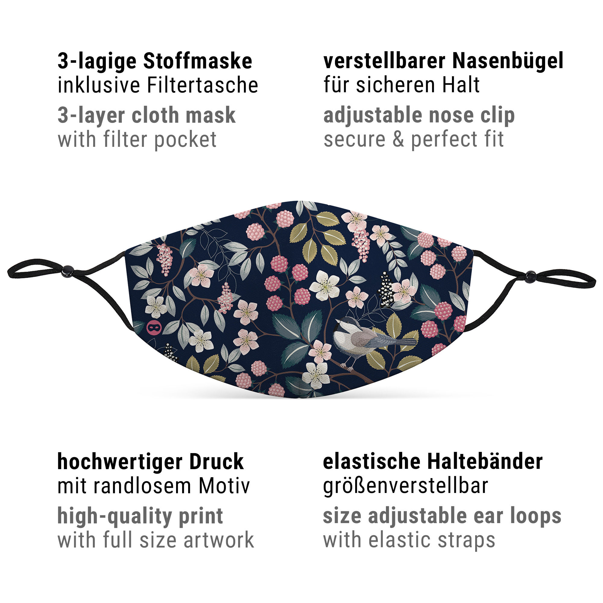 Stoffen masker bloemenpatroon