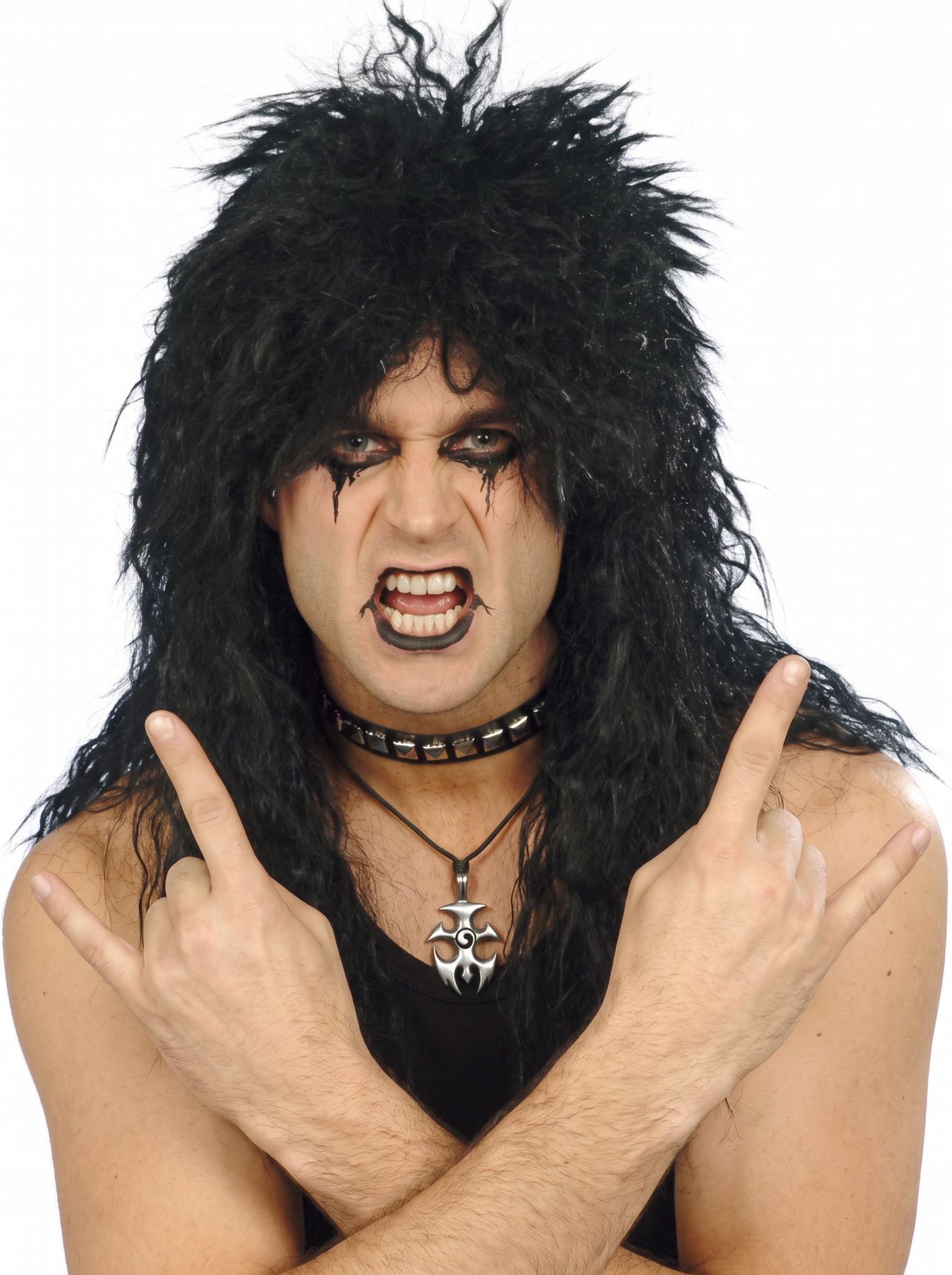 Hair Metal Perücke schwarz