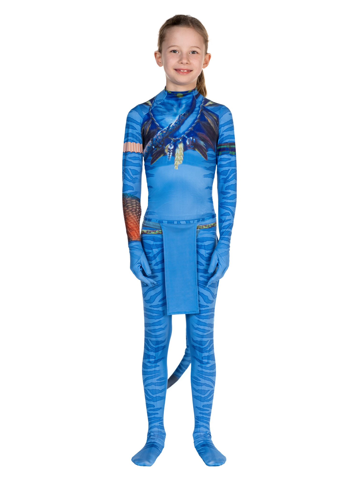 Blaue Stammeskriegerin Kostüm für Mädchen