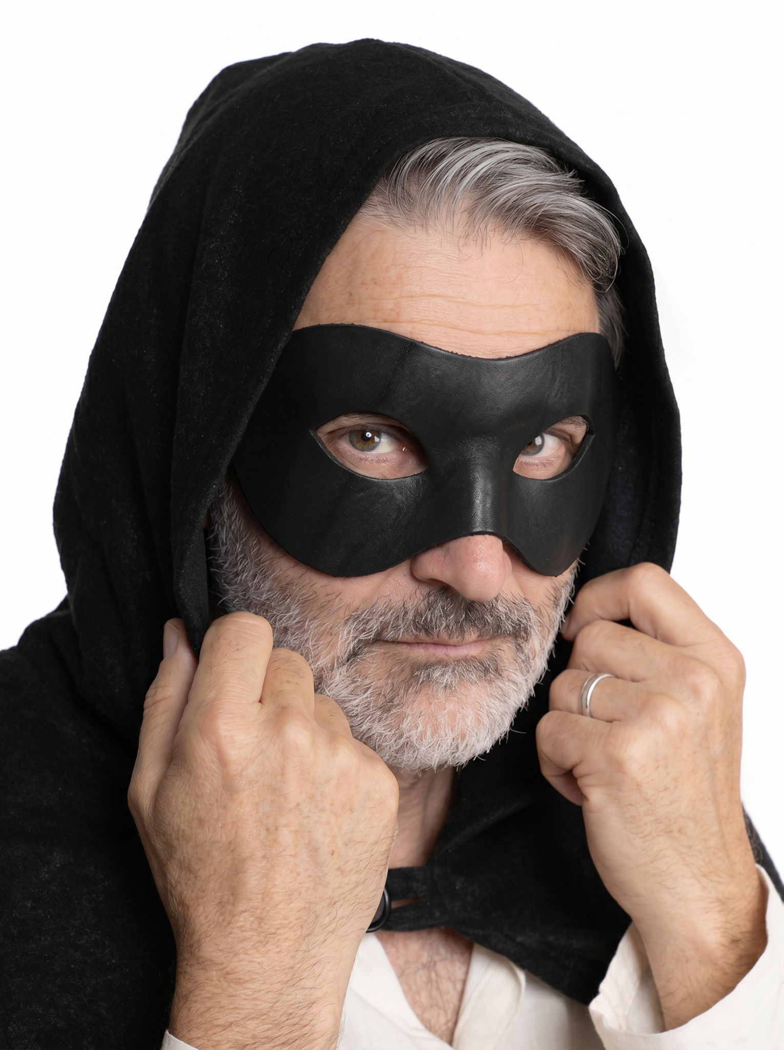 Colombina Liscia schwarz Venezianische Ledermaske