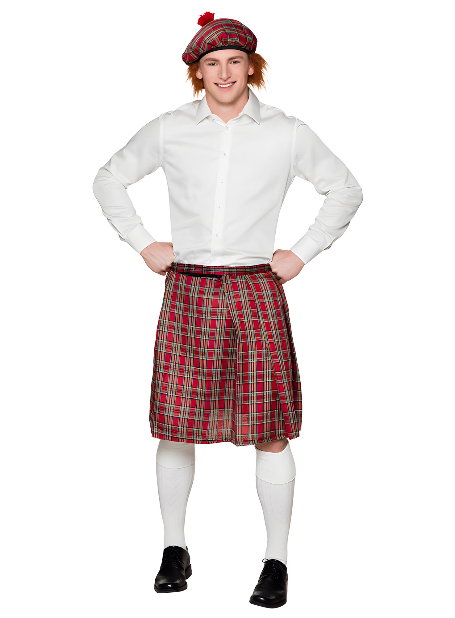 Schottenmütze für Herren rot