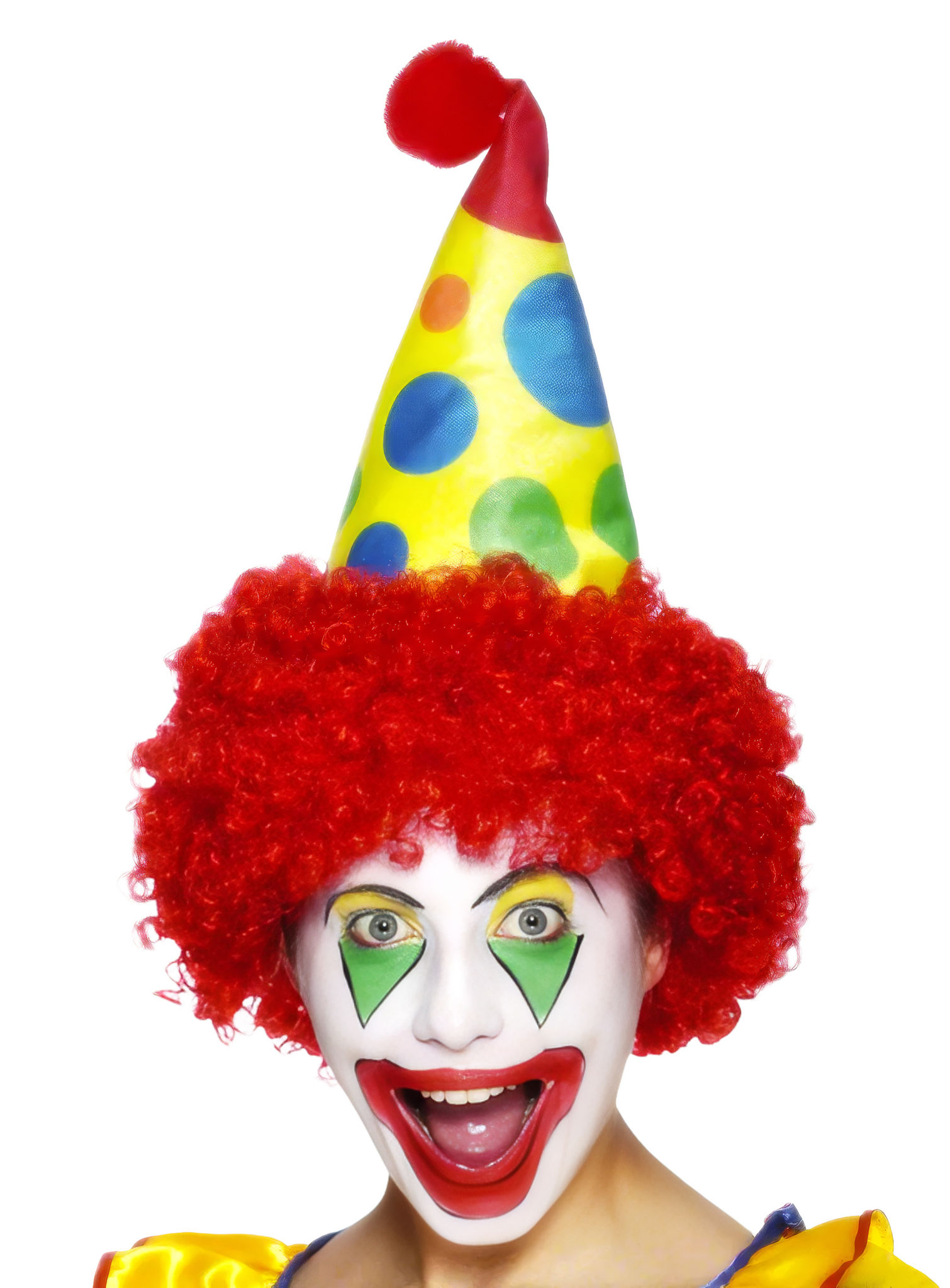 Clown Spitzhut mit Perücke