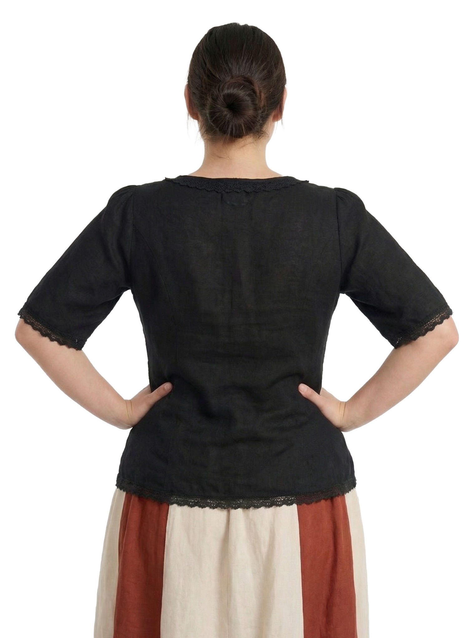 Gothic Bluse mit Spitzenborte schwarz