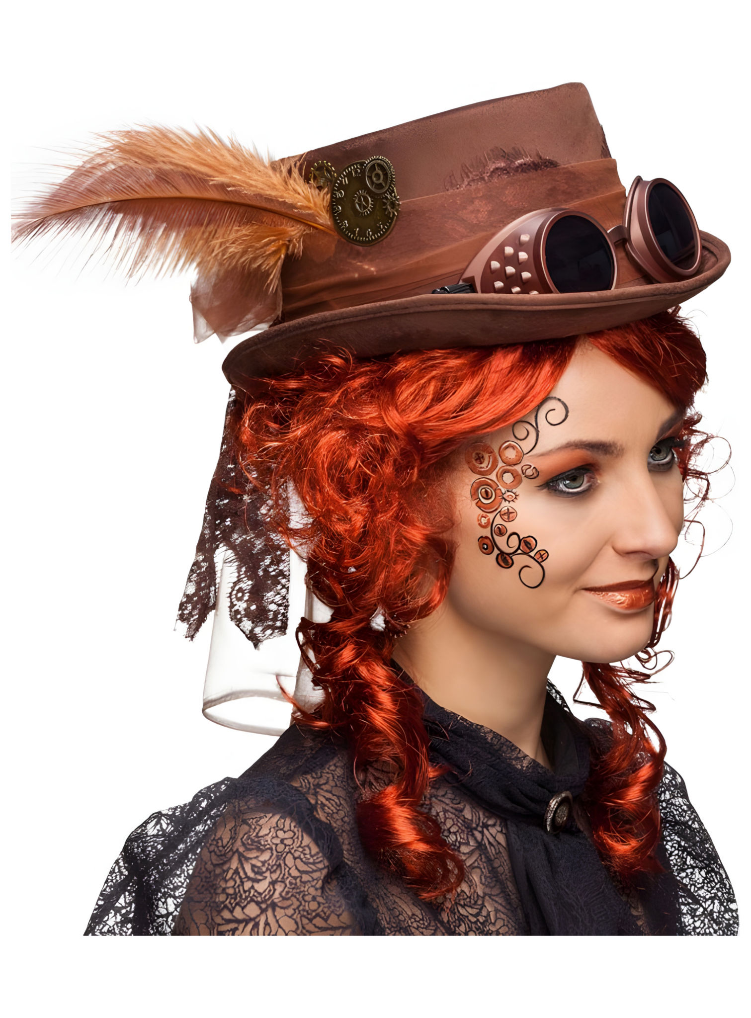 Steampunk Damenhut mit Brille
