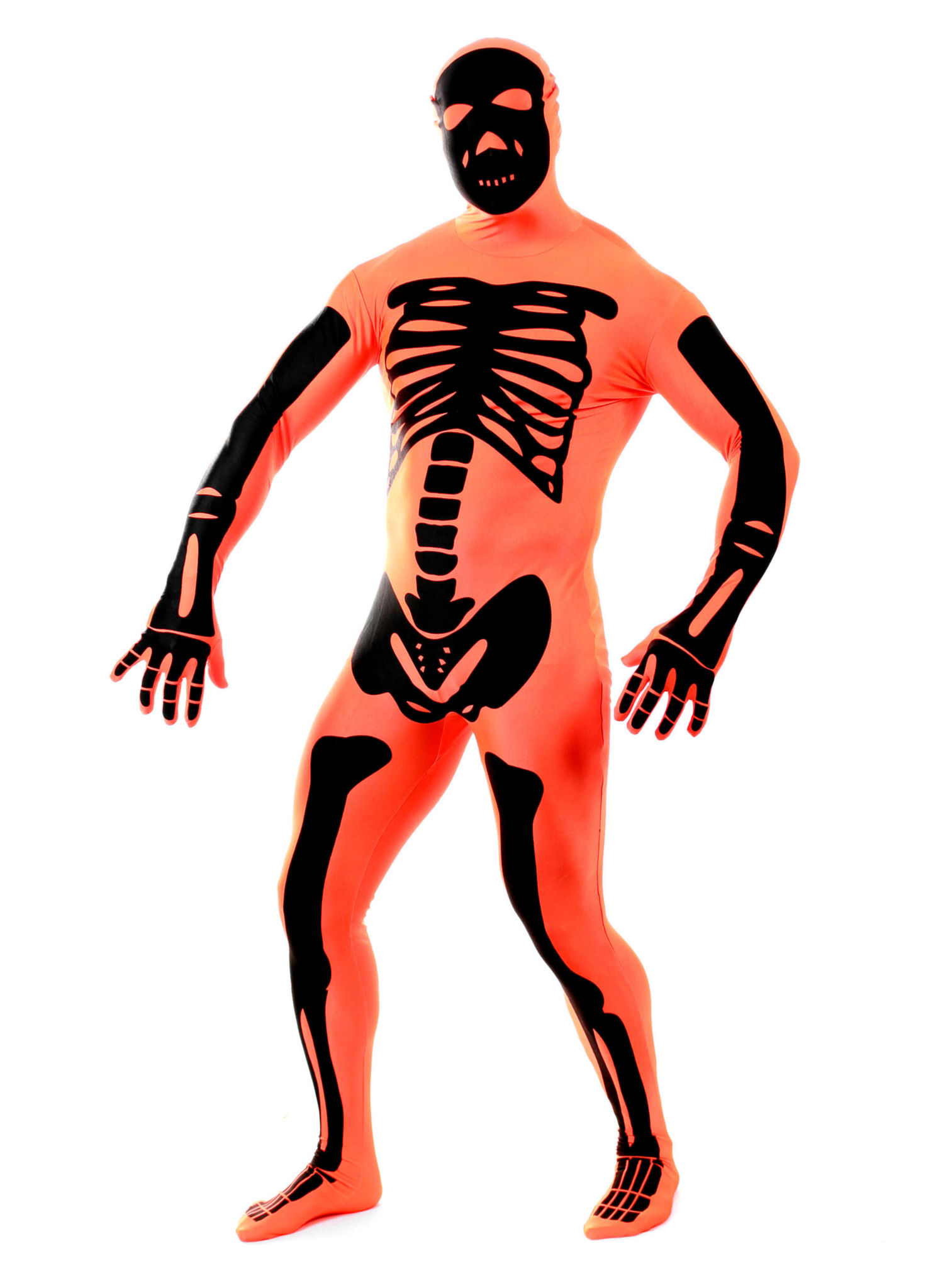 Morphsuit Skelett orange Ganzkörperkostüm