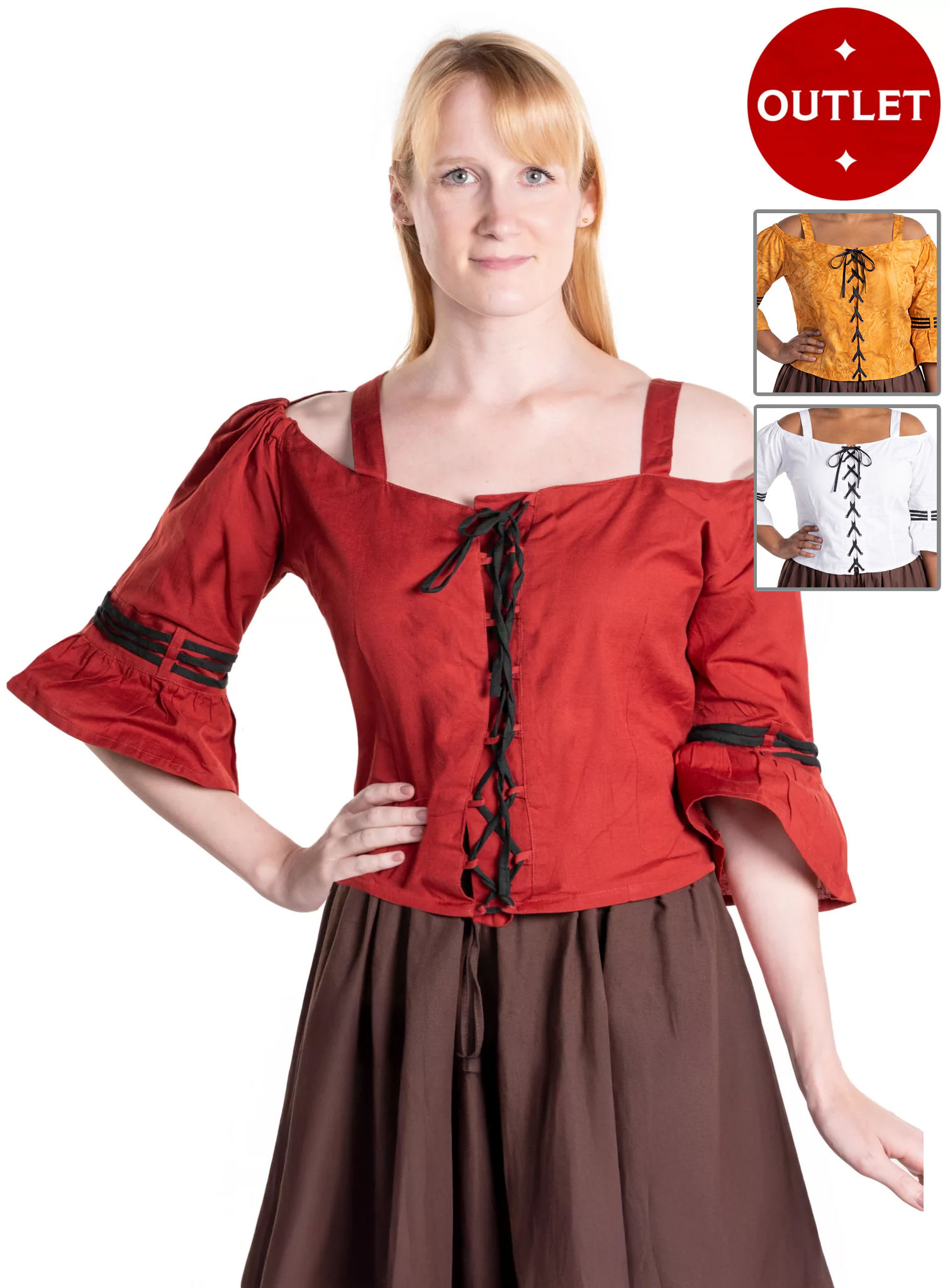 Mittelalterbluse schulterfrei - Prina, kurz