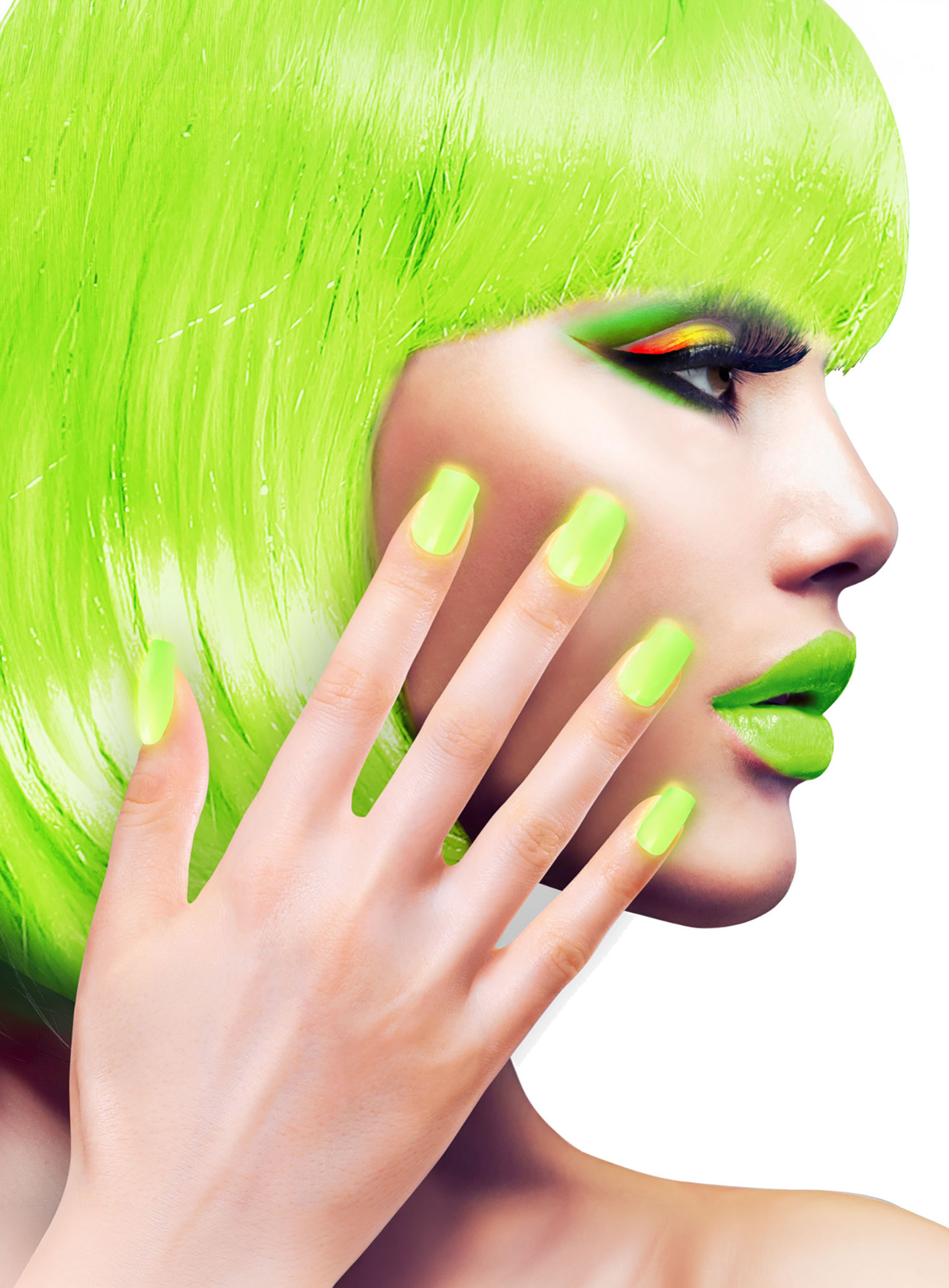 Ombre Fingernägel neongrün