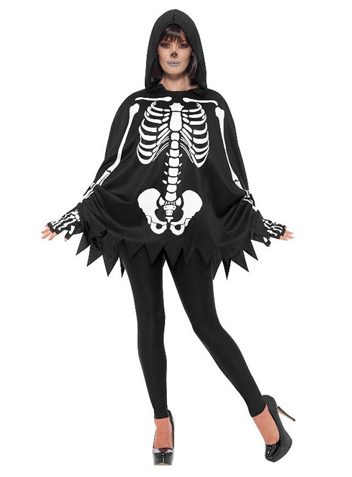 Skelett Poncho unisex