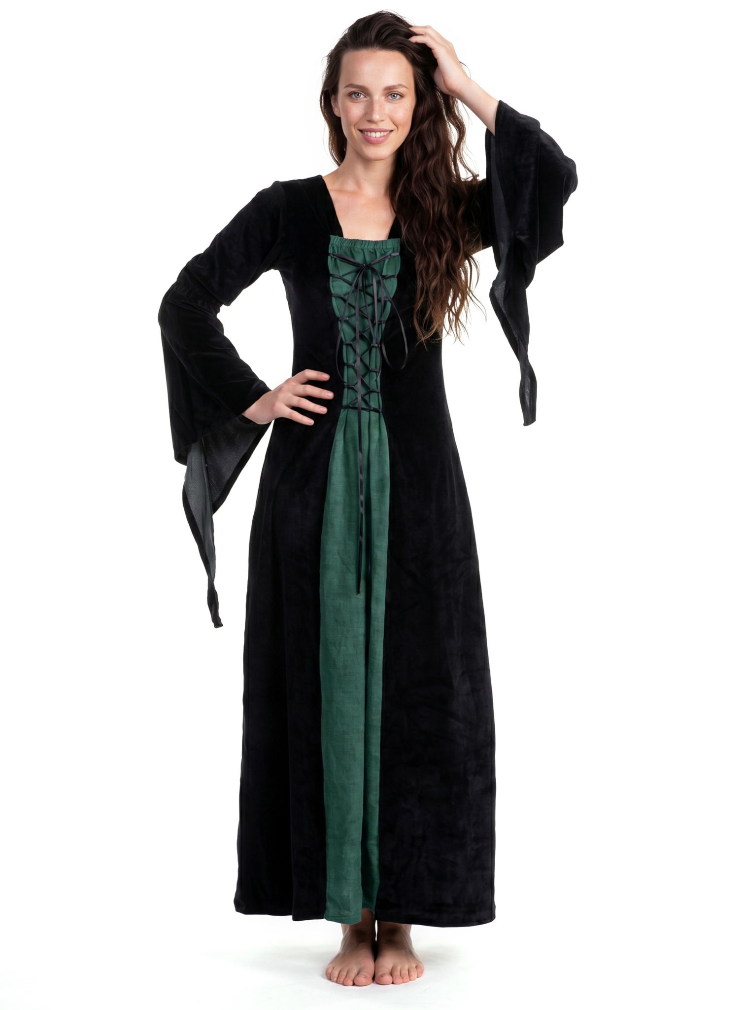 Burgherrin Samtkleid schwarz-grün