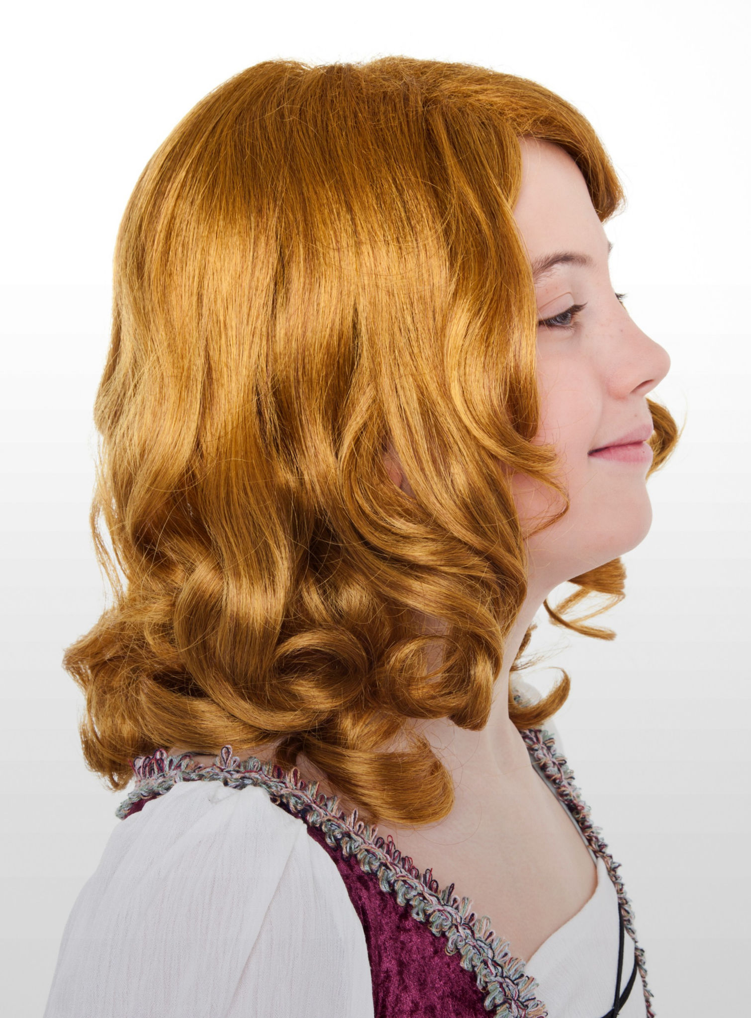 Schulterlange Kinderperücke rotblond