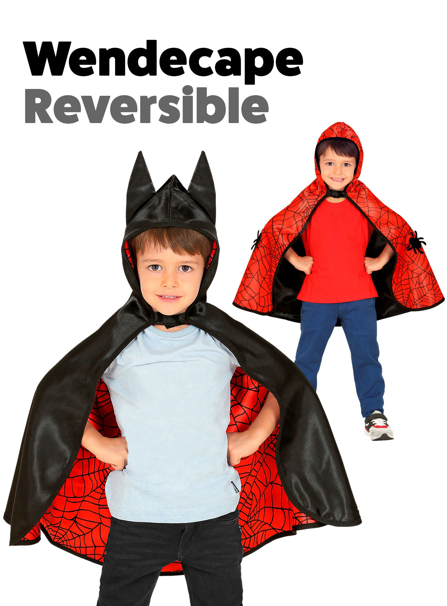 Spiderbat Superhelden Wendecape für Kinder