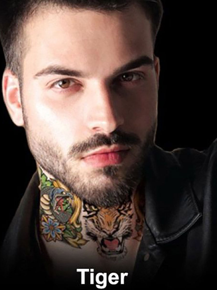Tiger Hals-Klebetattoos