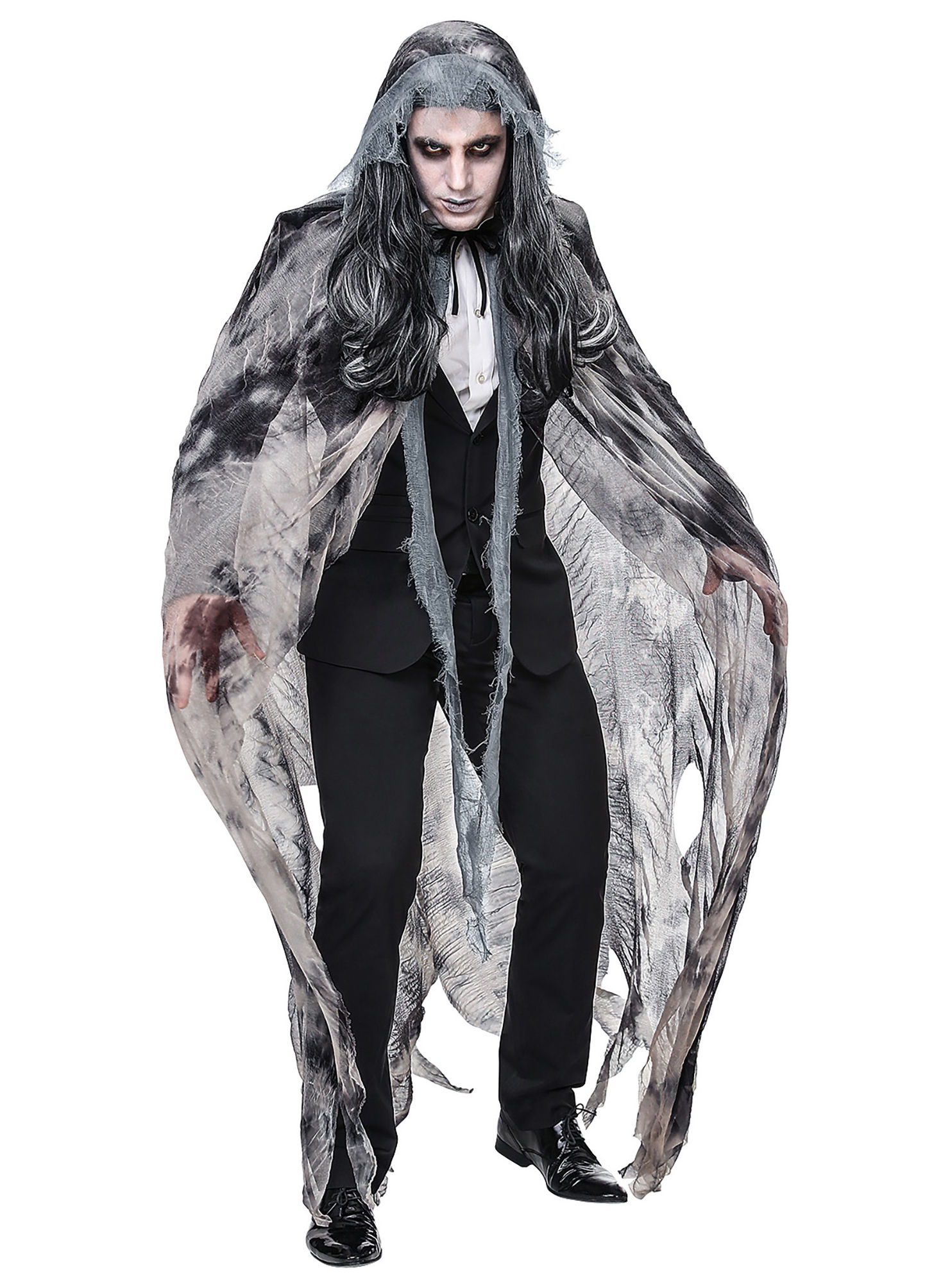 Zerfetztes Vampir Cape grau