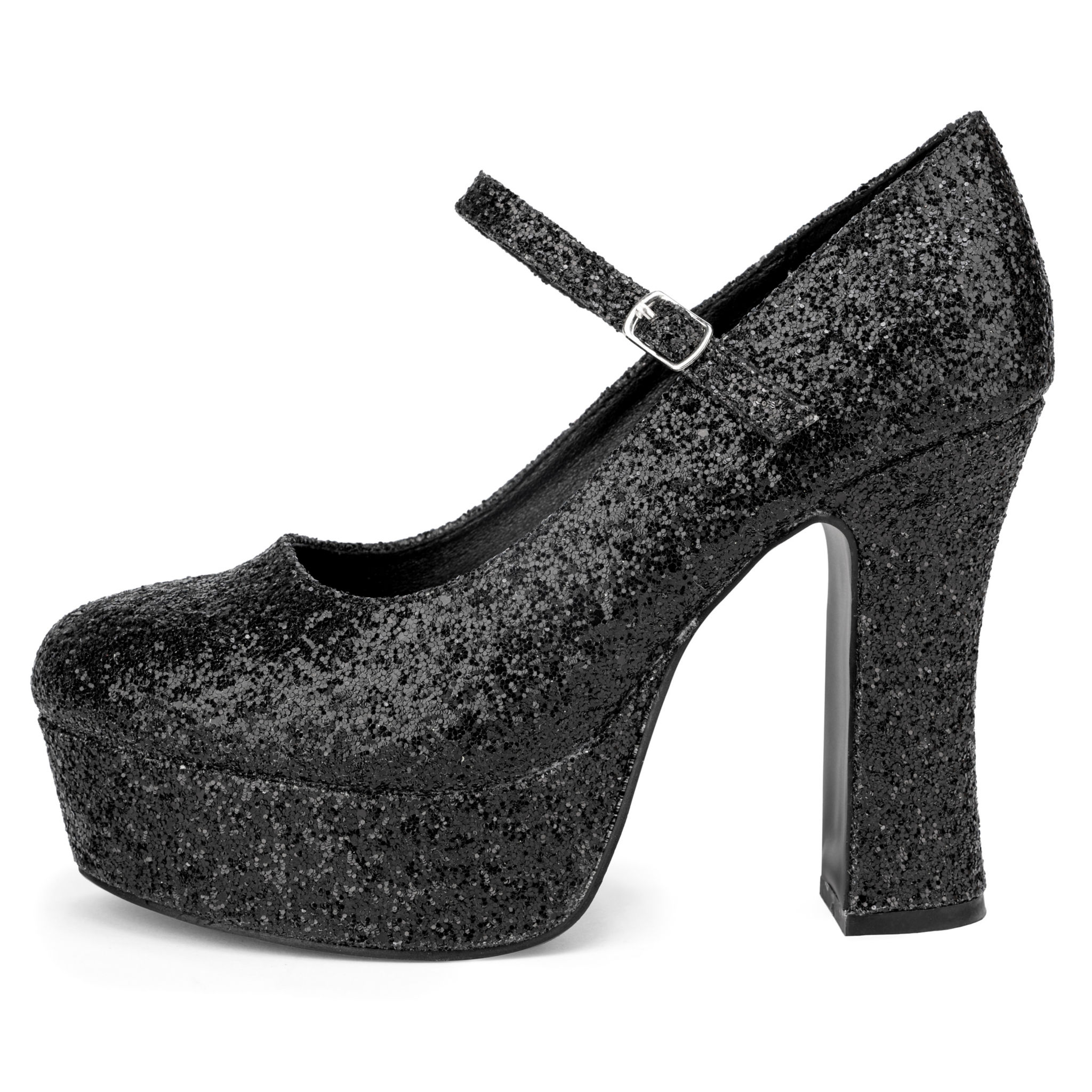Plateau Schuhe glitter-schwarz