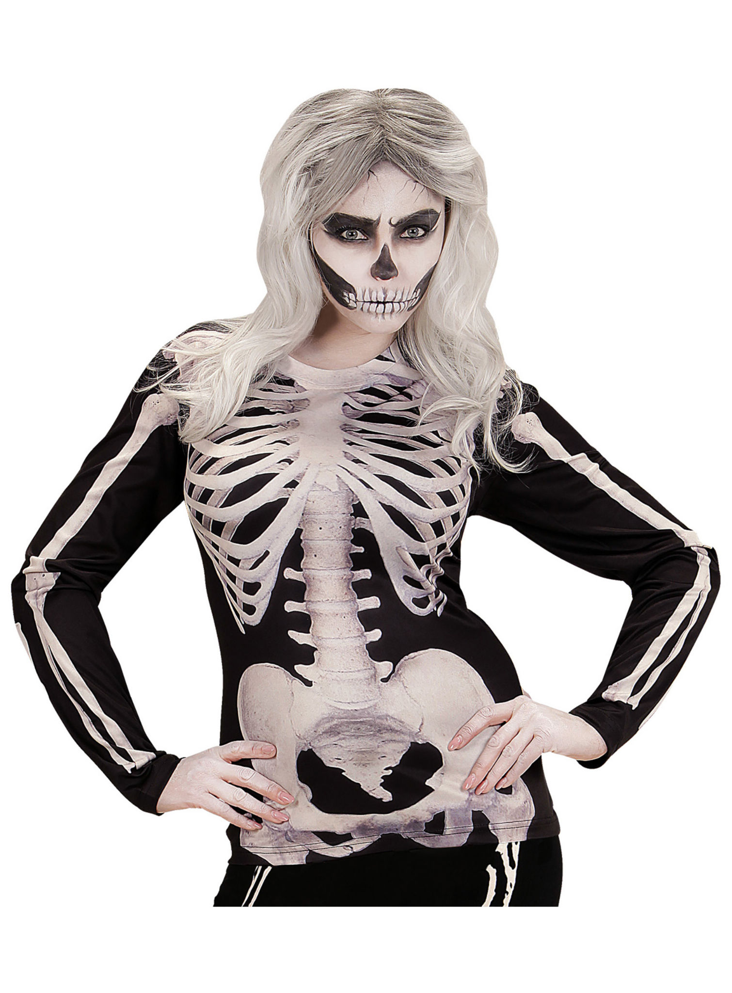 3D-shirt met skeletprint