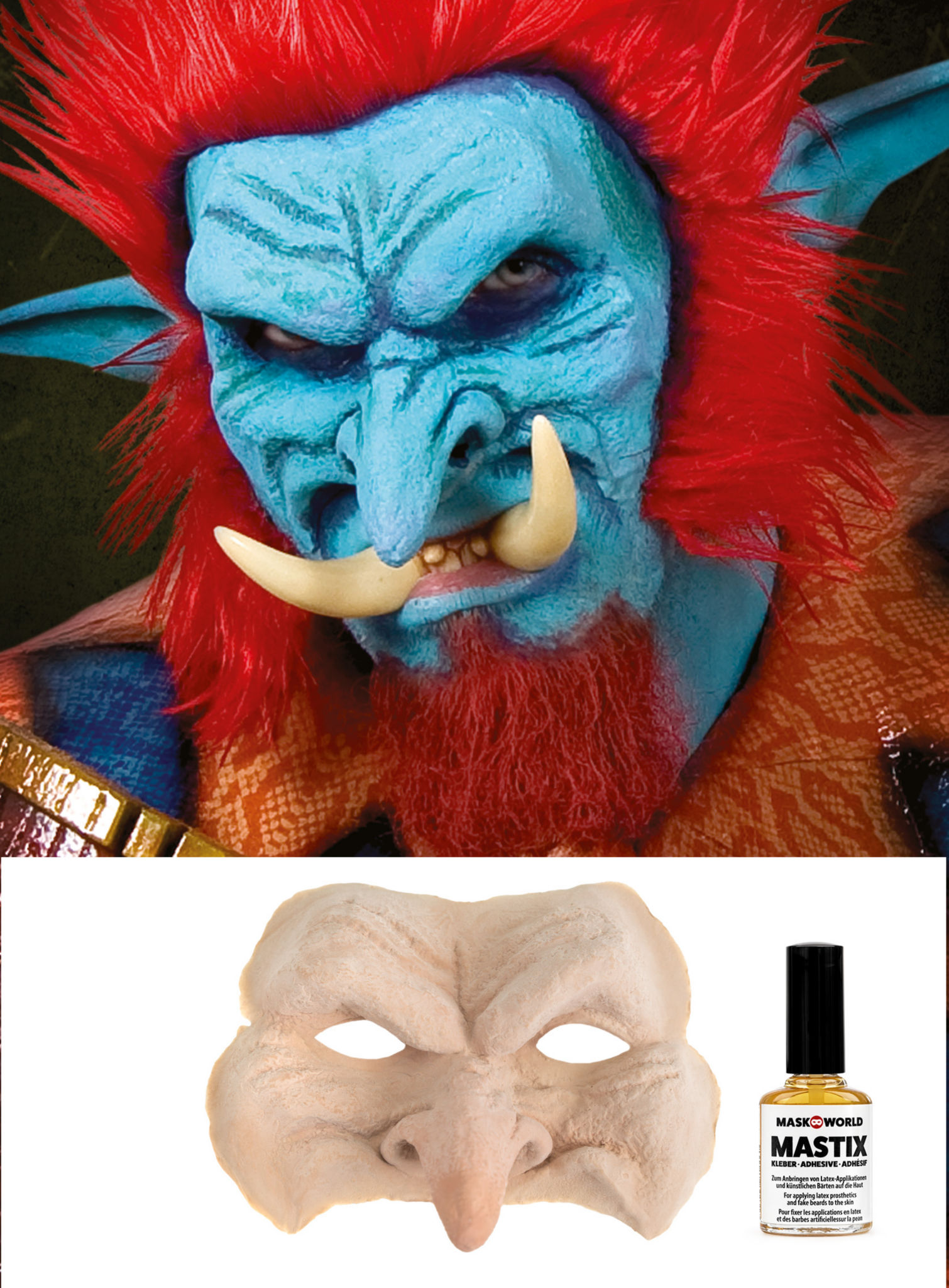 Halbmaske Troll aus Latex mit Mastix